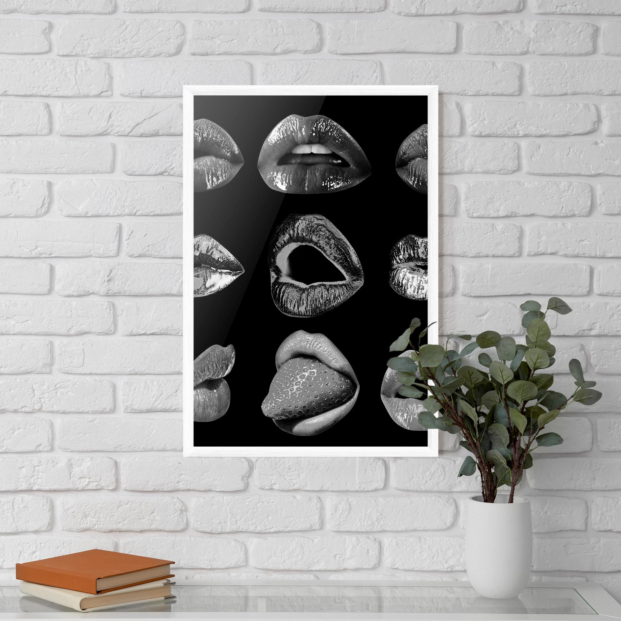 Poster Înrămat Grey Lips Collage mockup 5