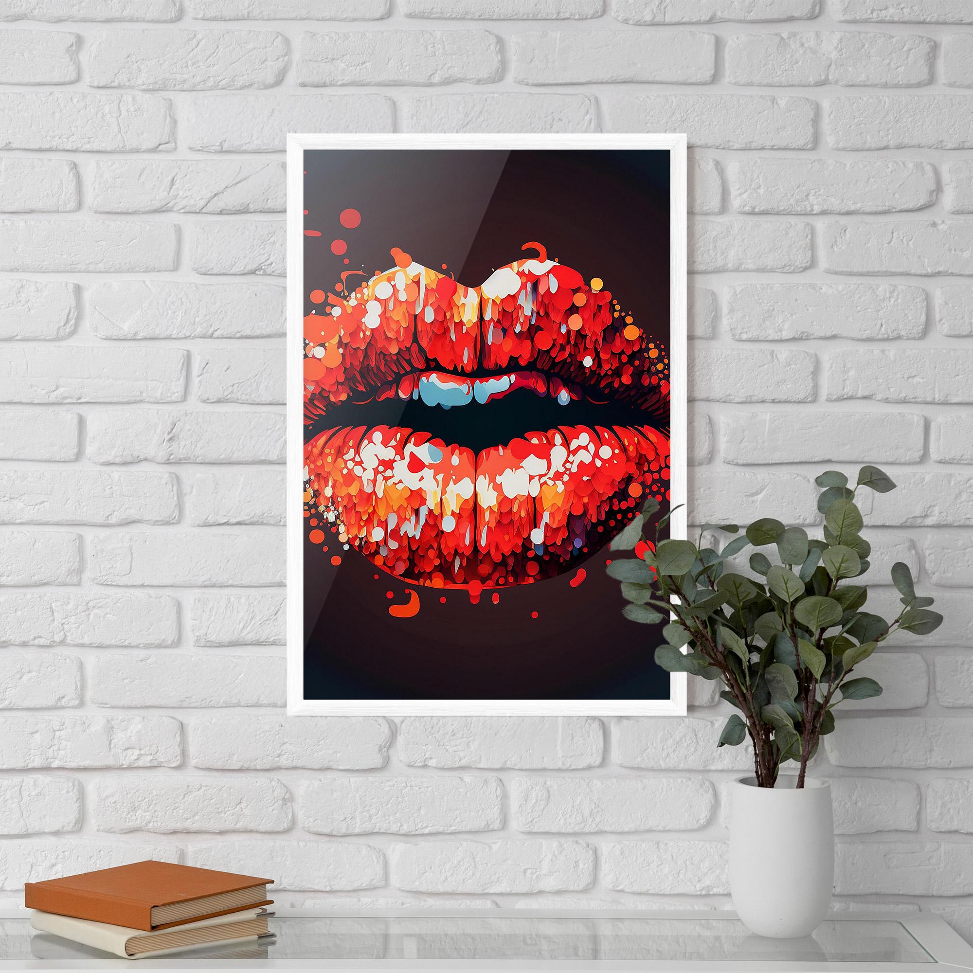 Poster Înrămat Red Lips With Word Lips It mockup 5