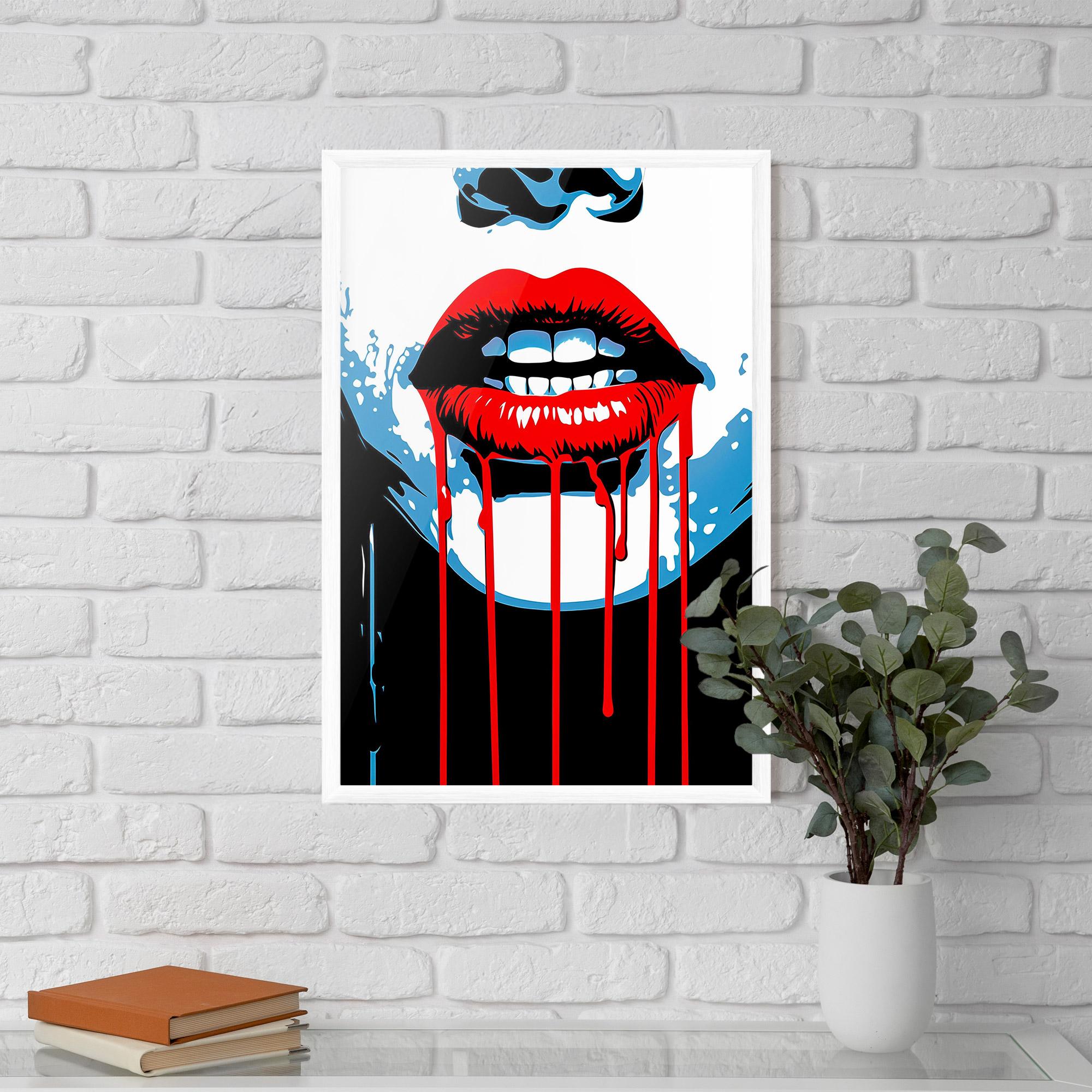 Poster Înrămat Red Lipstick Flowing mockup 5