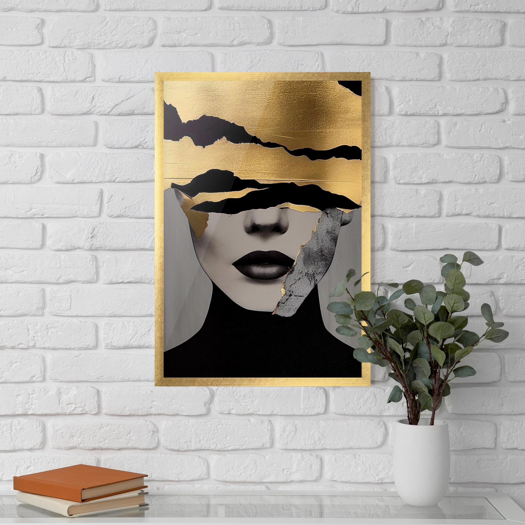 Poster Înrămat Grey Gold Lips mockup 5