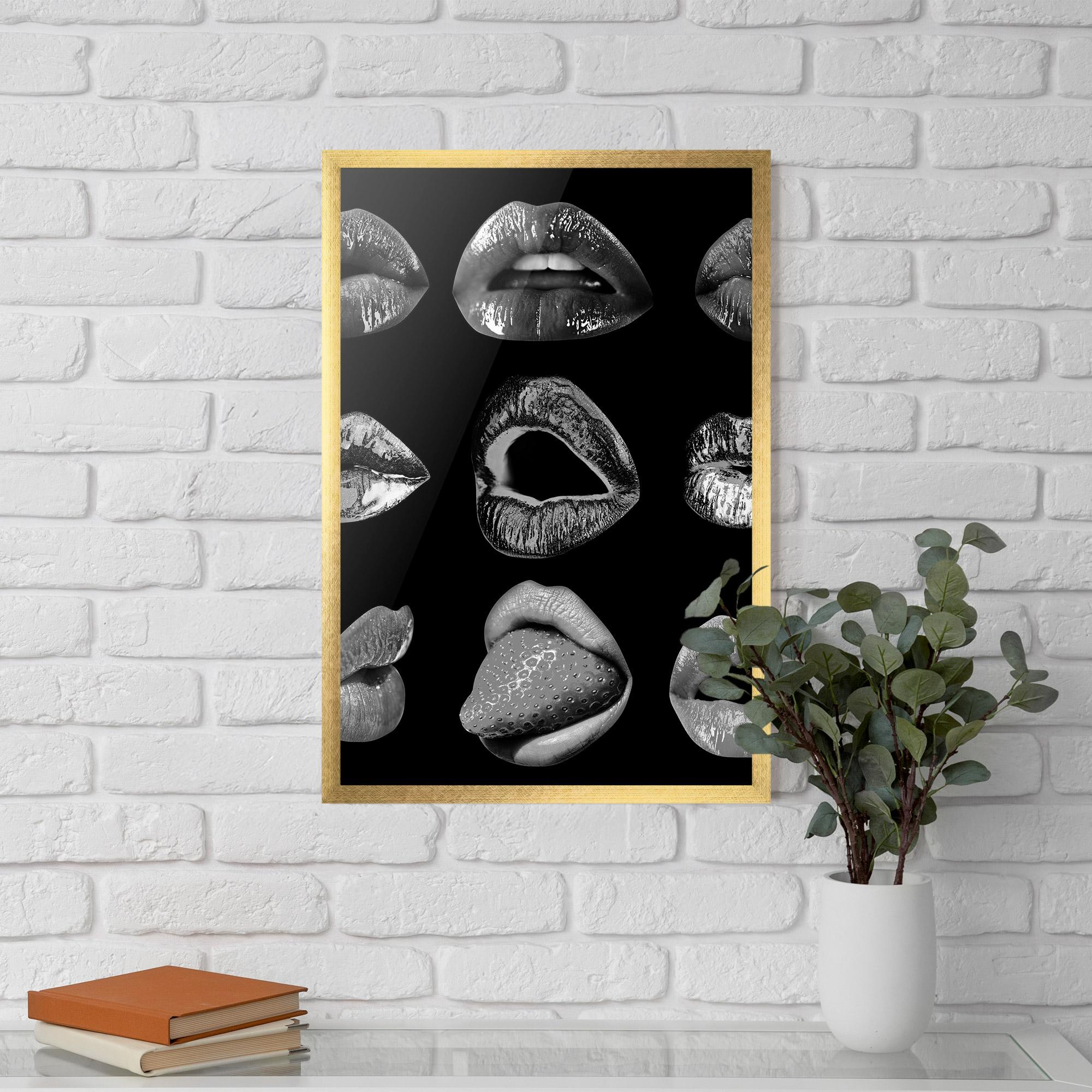 Poster Înrămat Grey Lips Collage mockup 5