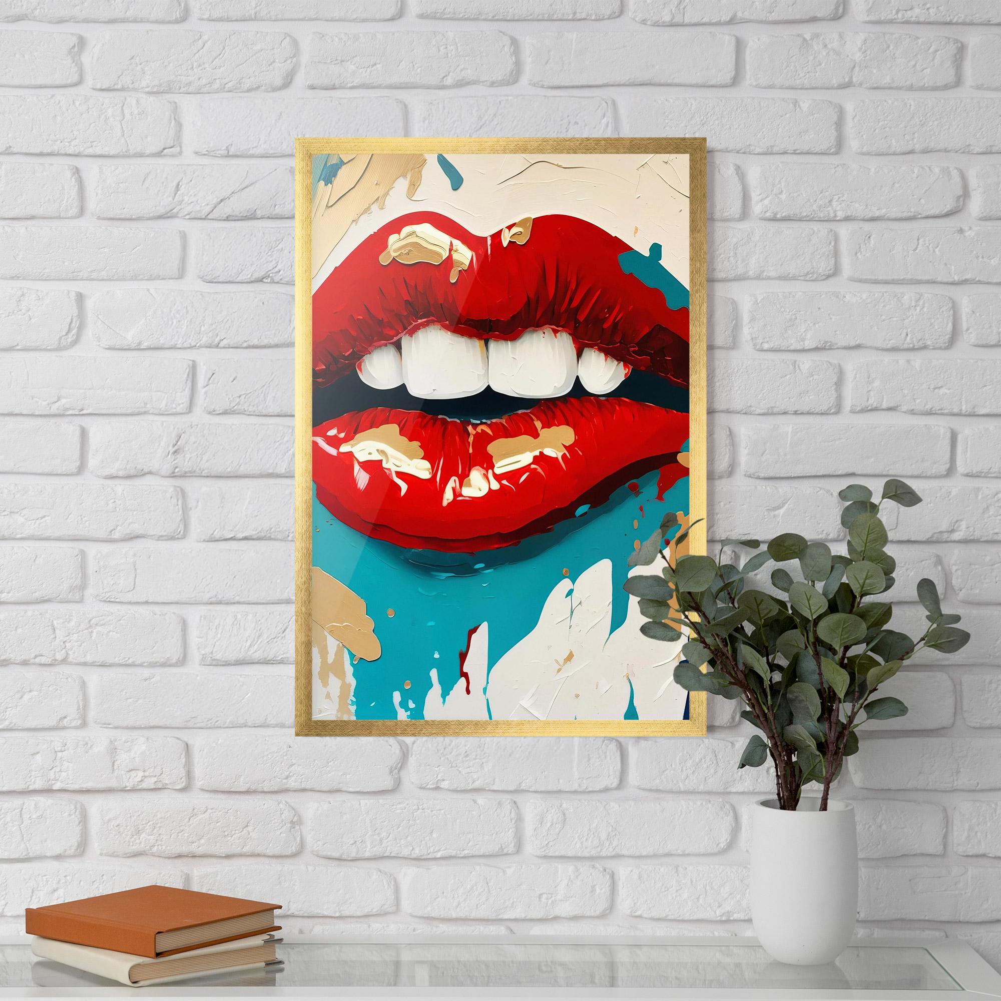 Poster Înrămat Red Gold Lips mockup 5