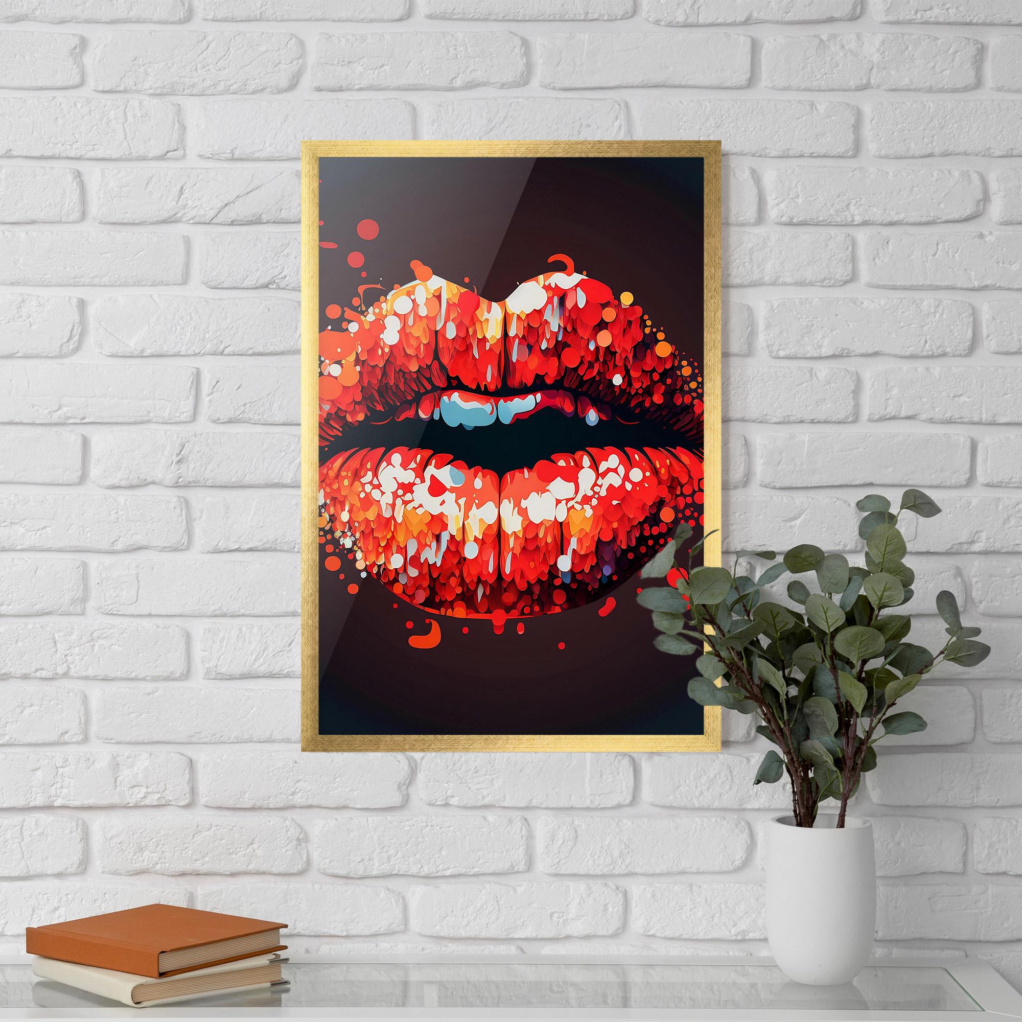 Poster Înrămat Red Lips With Word Lips It mockup 5