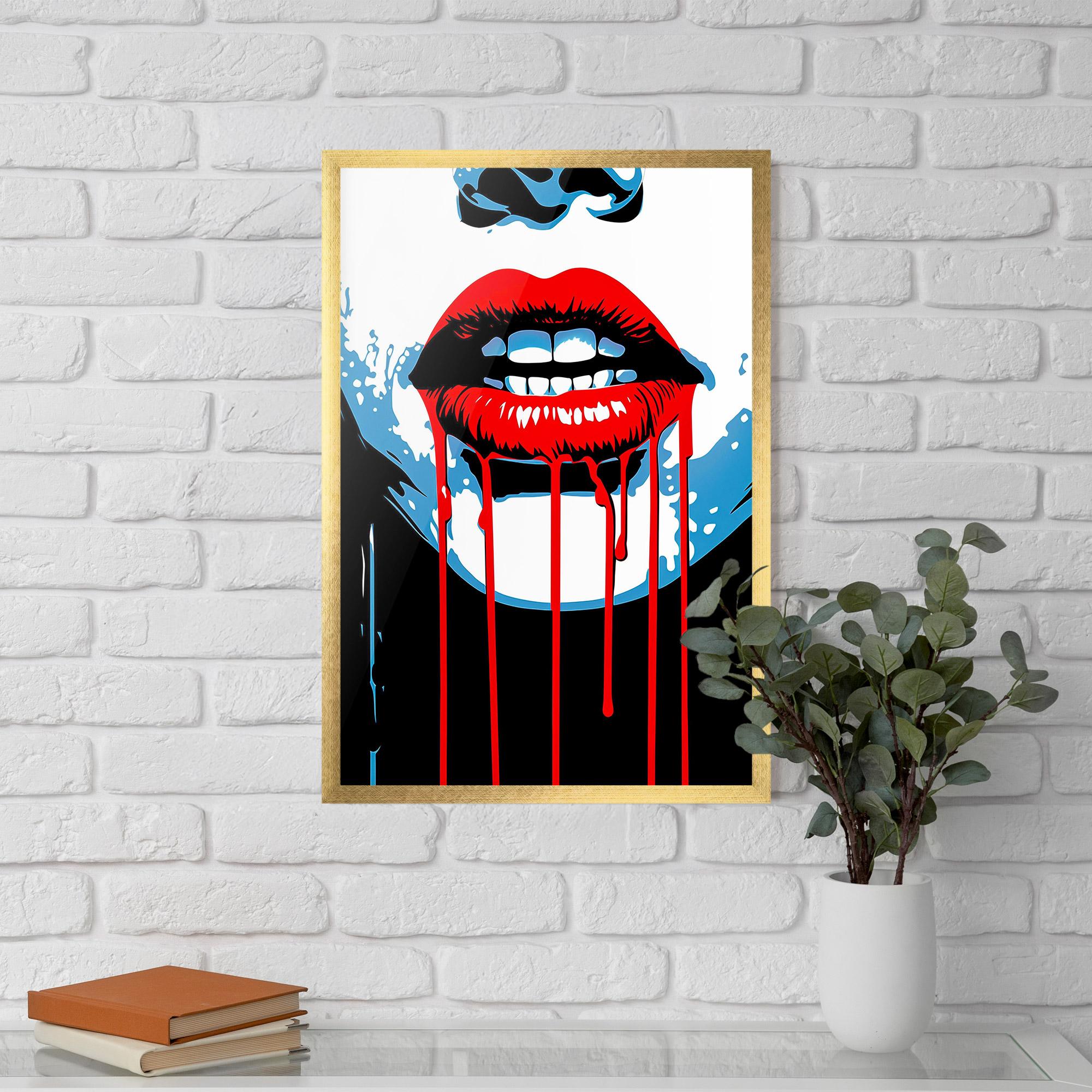 Poster Înrămat Red Lipstick Flowing mockup 5
