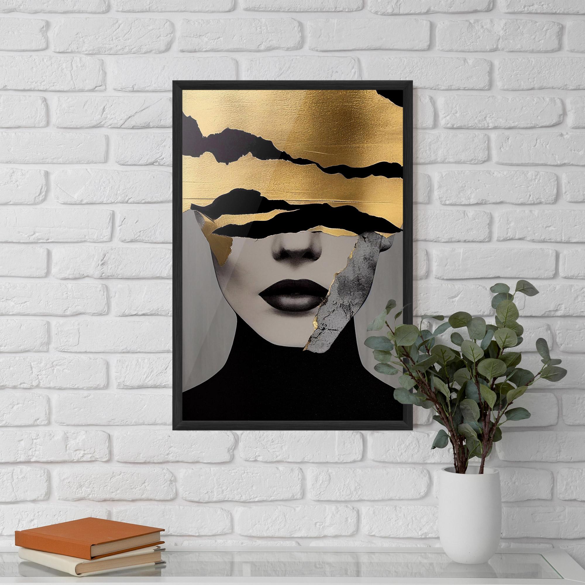 Poster Înrămat Grey Gold Lips mockup 5