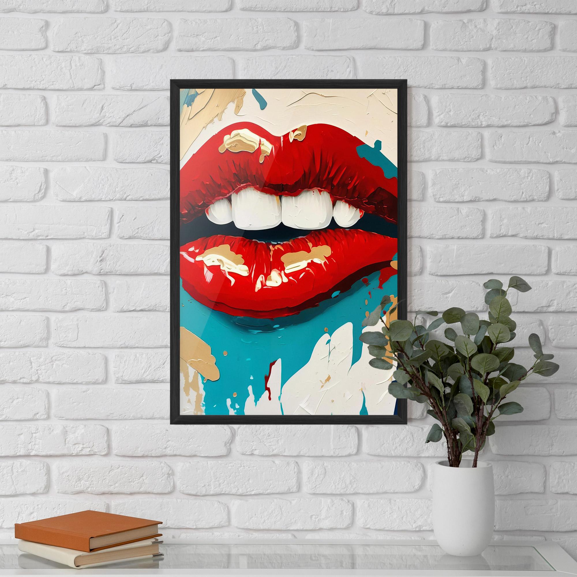 Poster Înrămat Red Gold Lips mockup 5