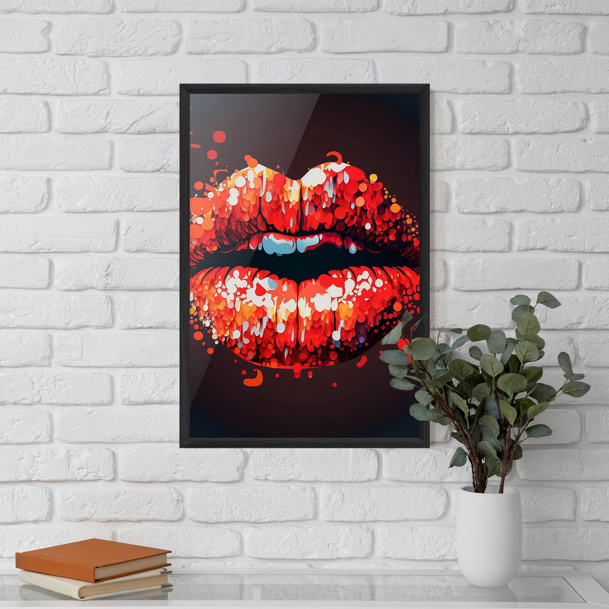 Poster Înrămat Red Lips With Word Lips It mockup 5