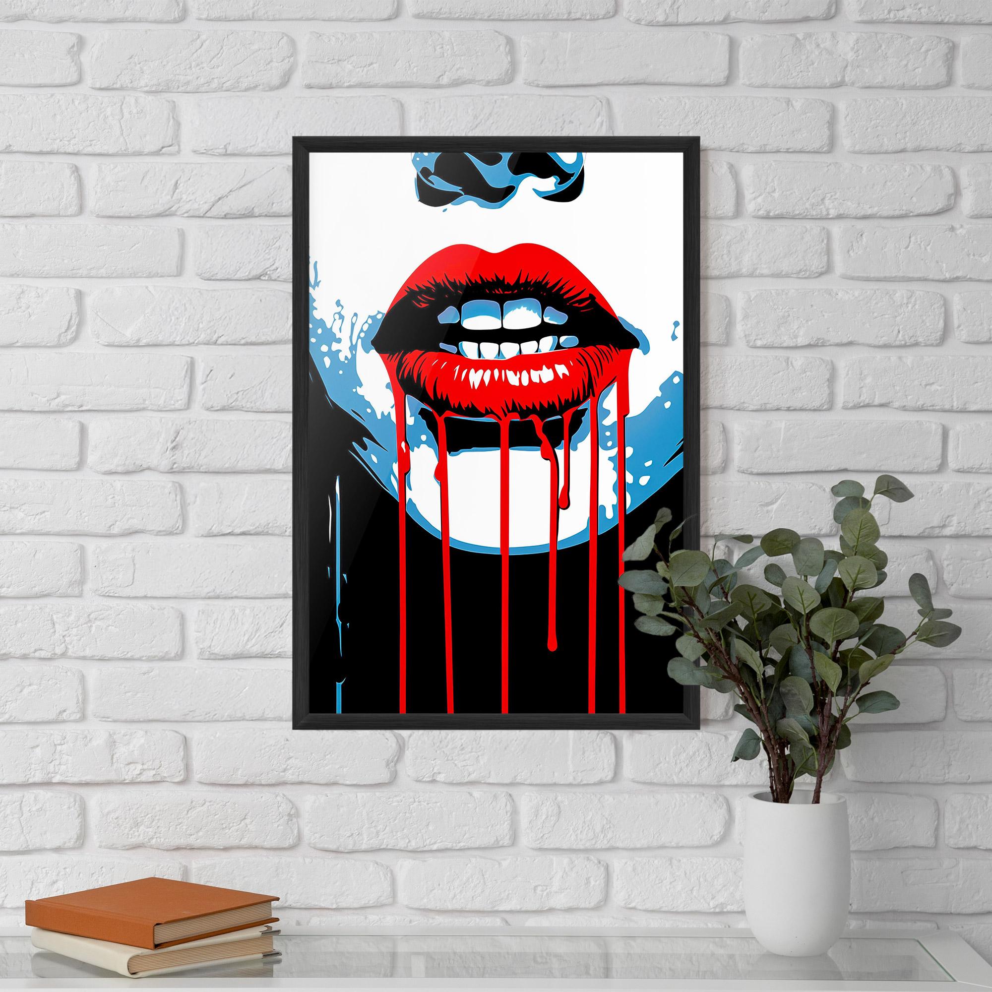 Poster Înrămat Red Lipstick Flowing mockup 5