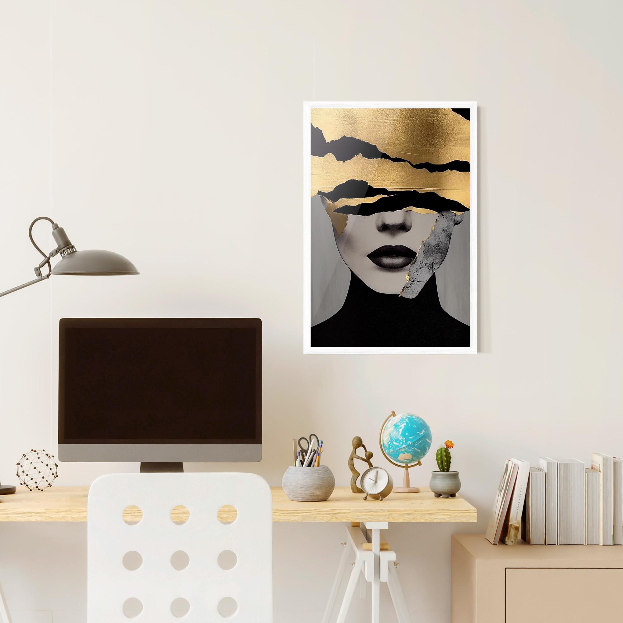 Poster Înrămat Grey Gold Lips mockup 6
