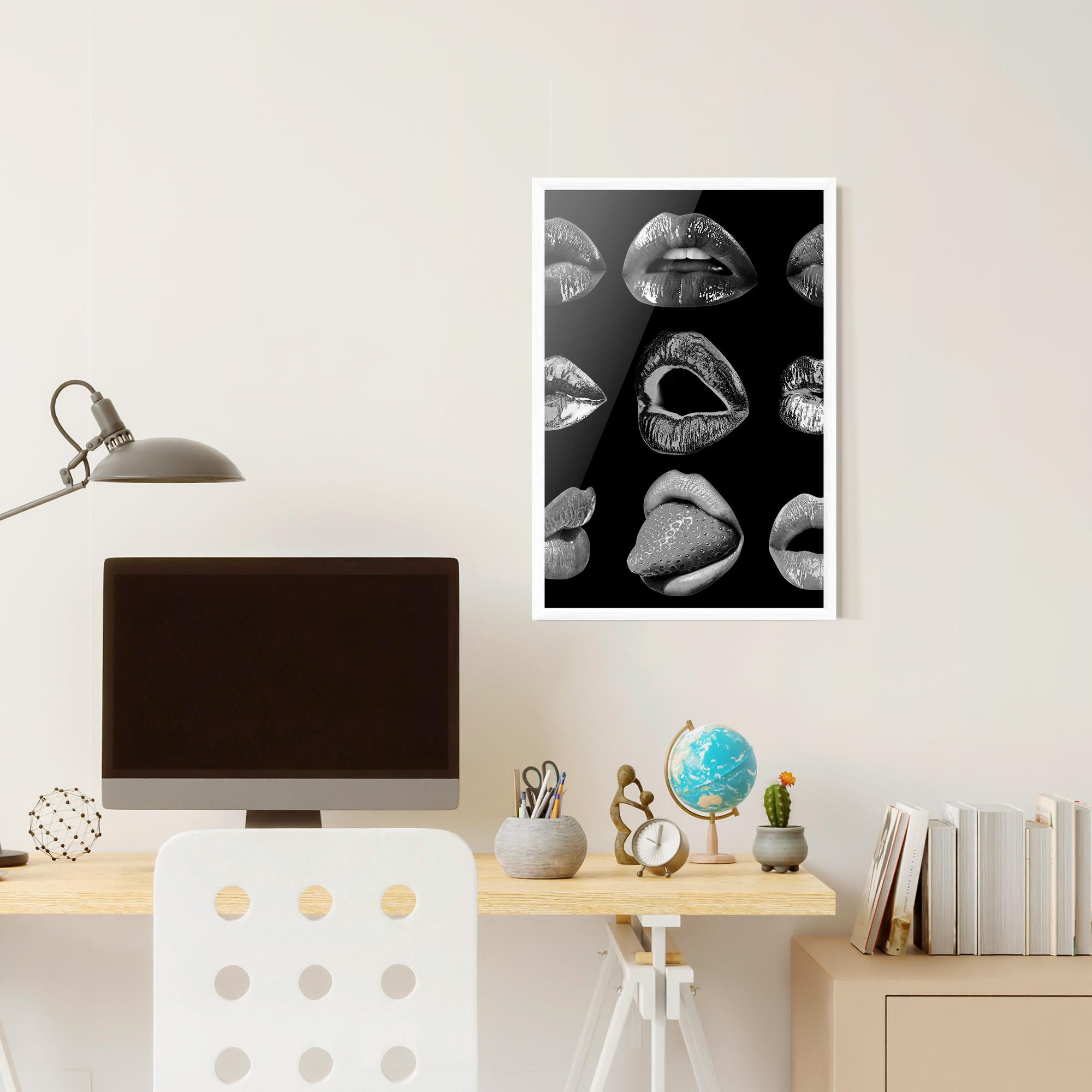 Poster Înrămat Grey Lips Collage mockup 6