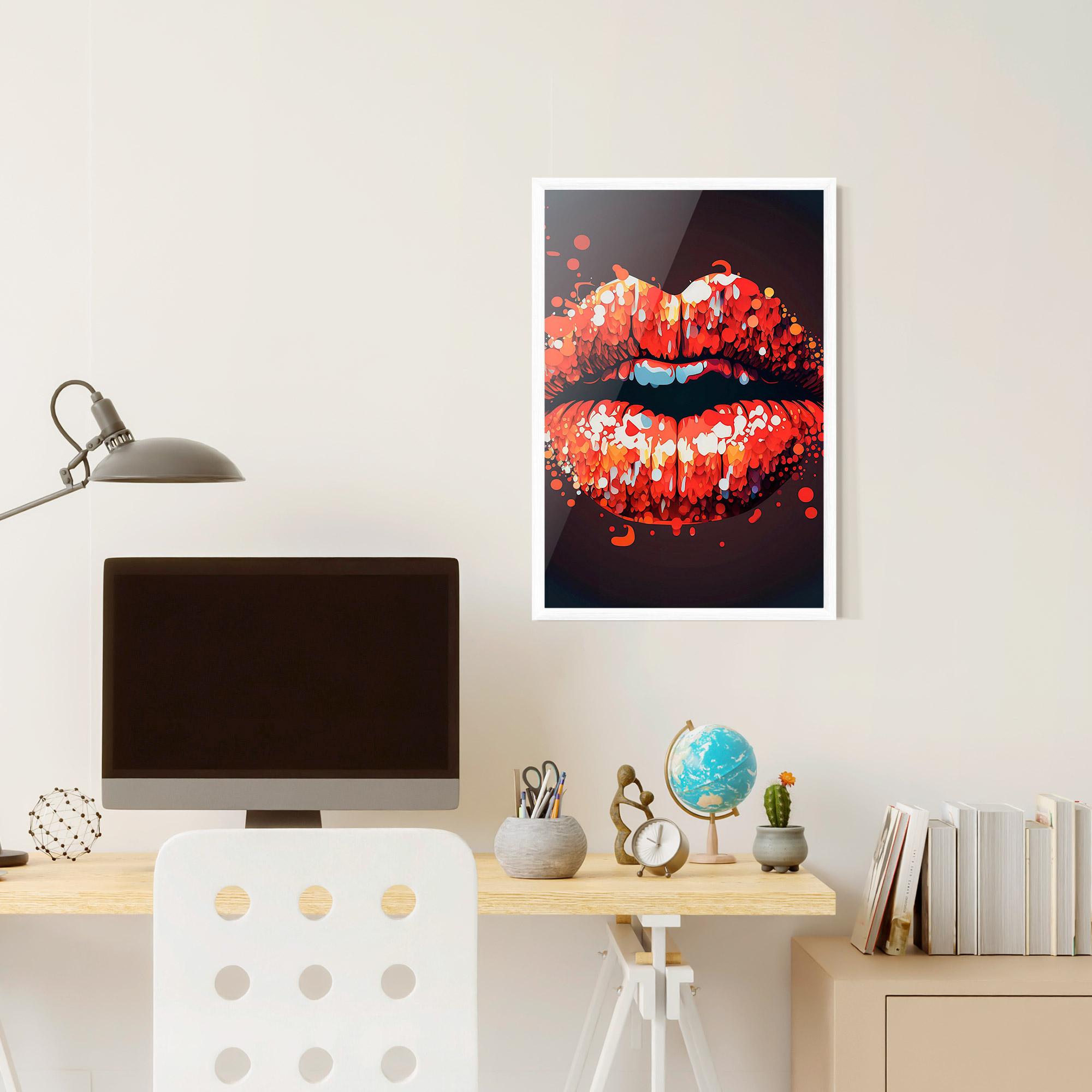 Poster Înrămat Red Lips With Word Lips It mockup 6