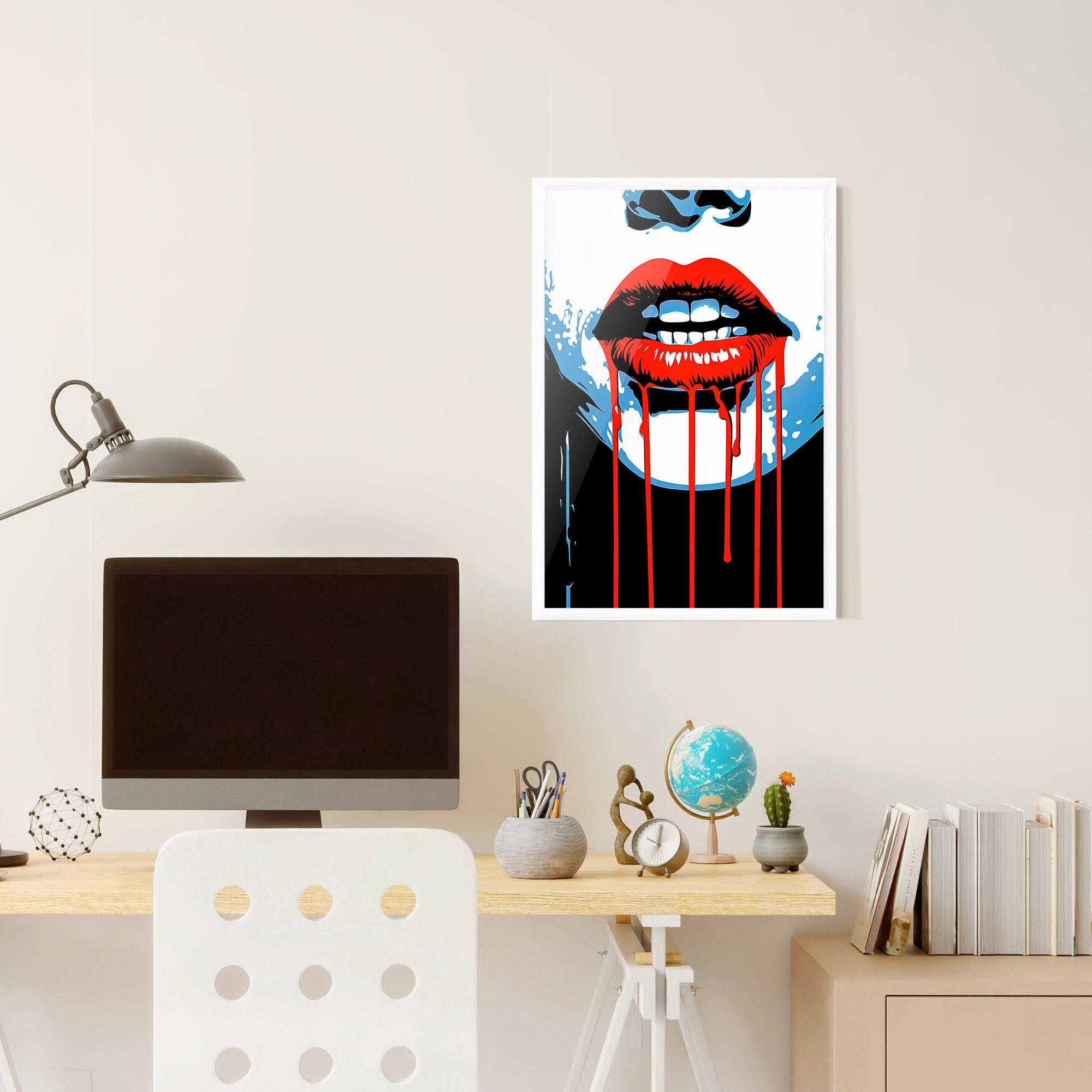 Poster Înrămat Red Lipstick Flowing mockup 6
