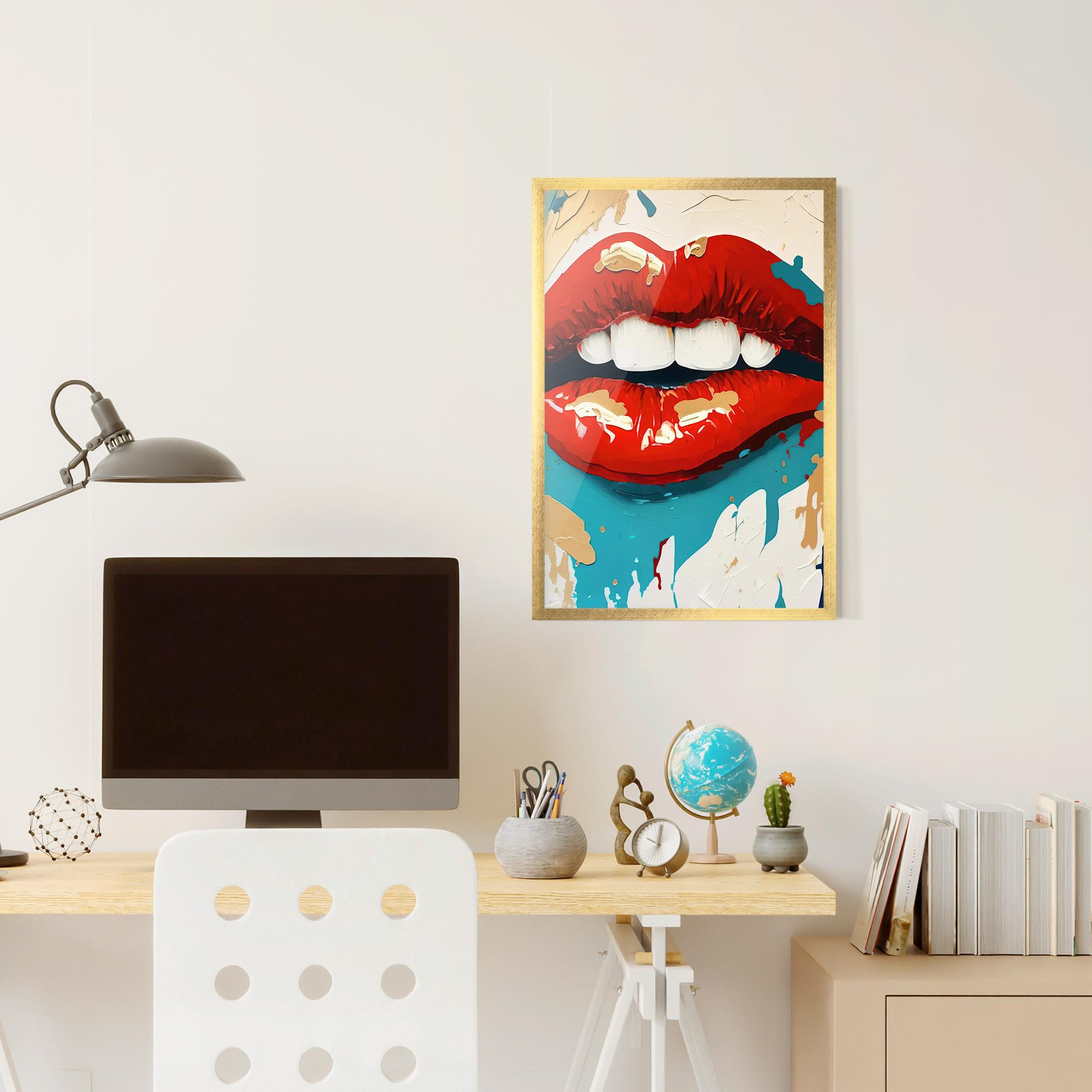 Poster Înrămat Red Gold Lips mockup 6