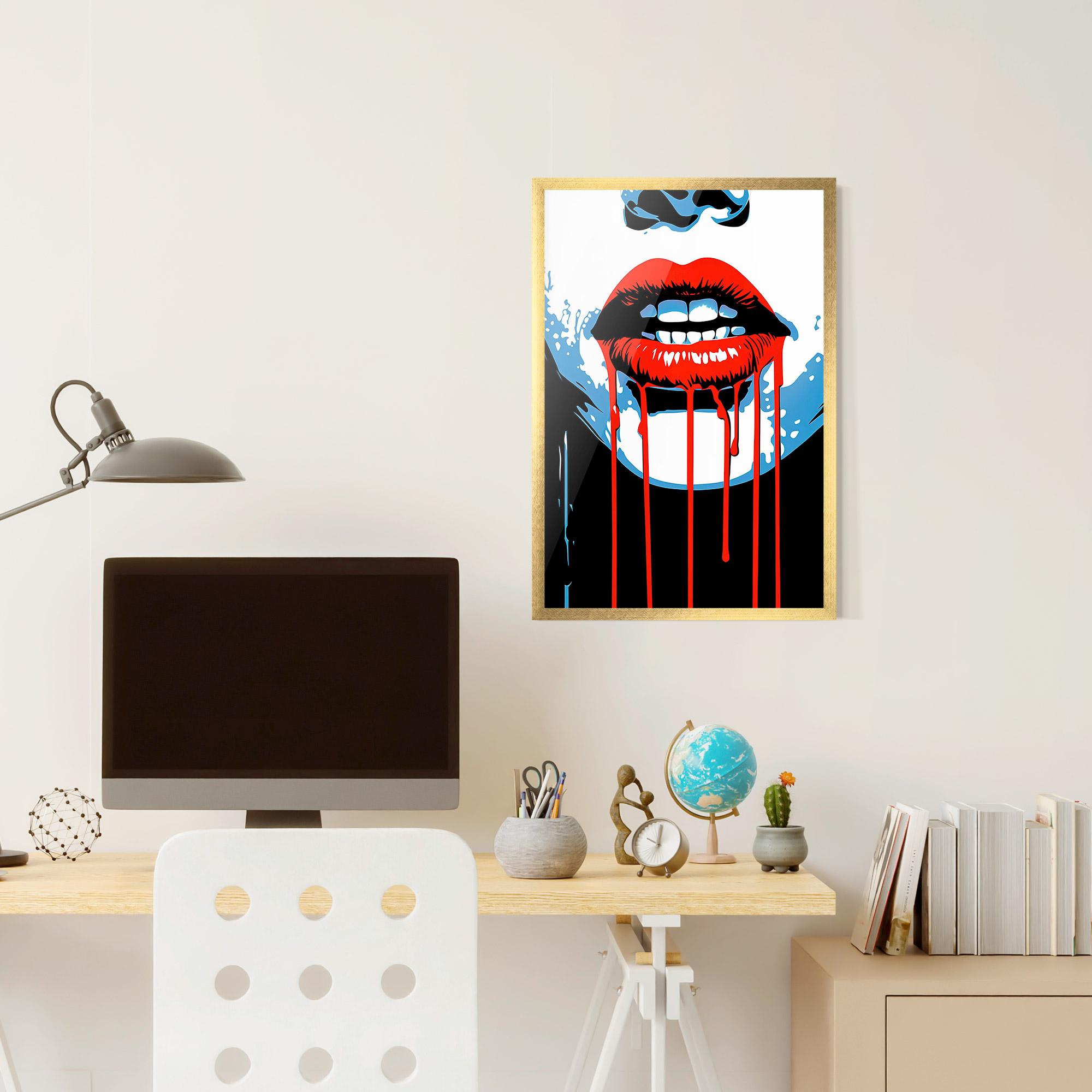 Poster Înrămat Red Lipstick Flowing mockup 6