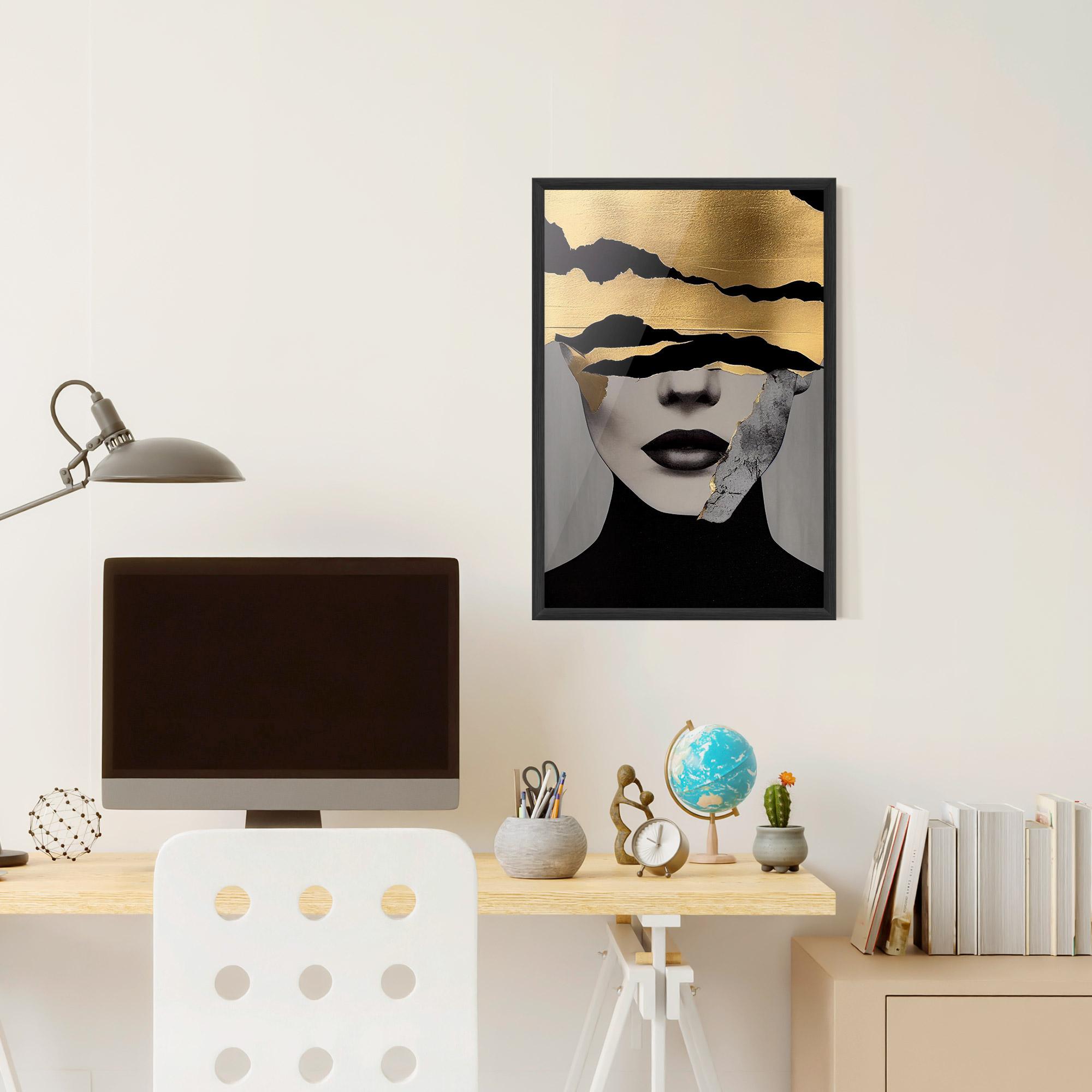 Poster Înrămat Grey Gold Lips mockup 6