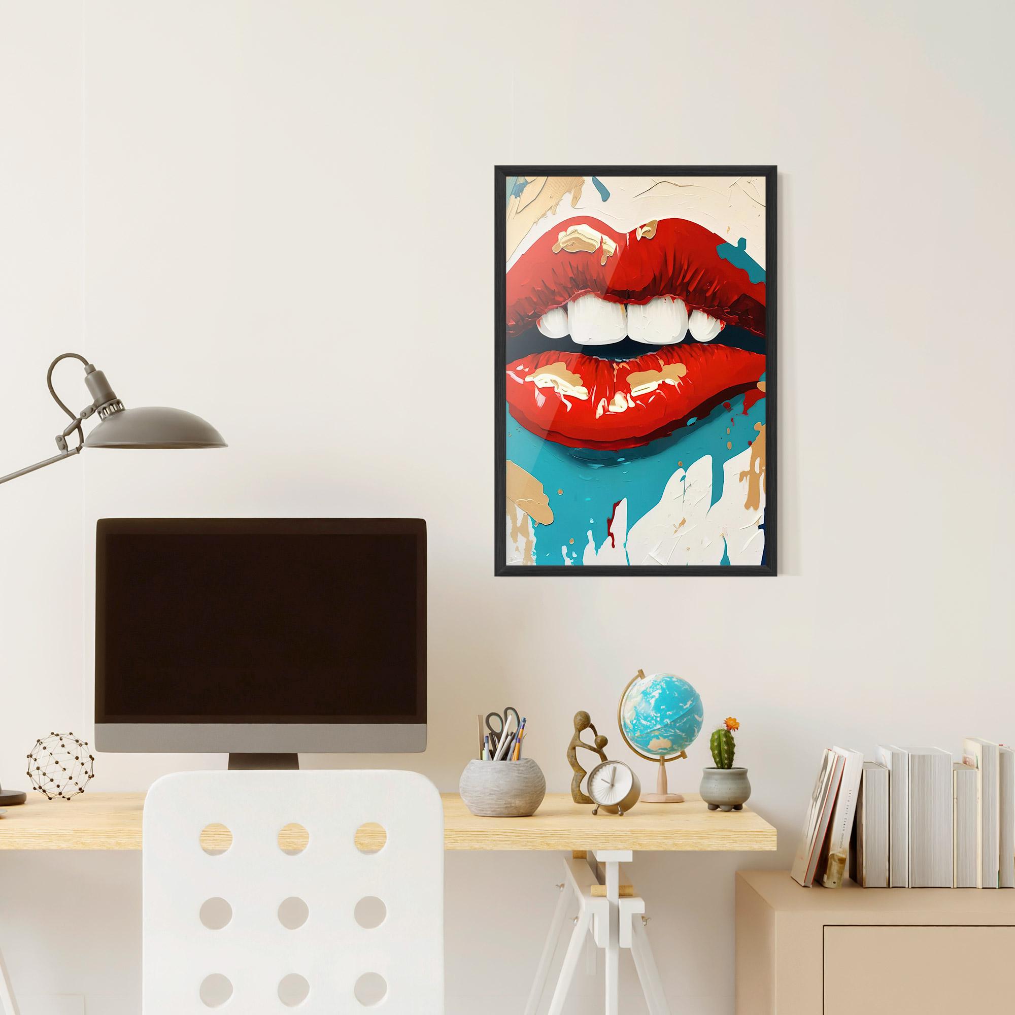 Poster Înrămat Red Gold Lips mockup 6