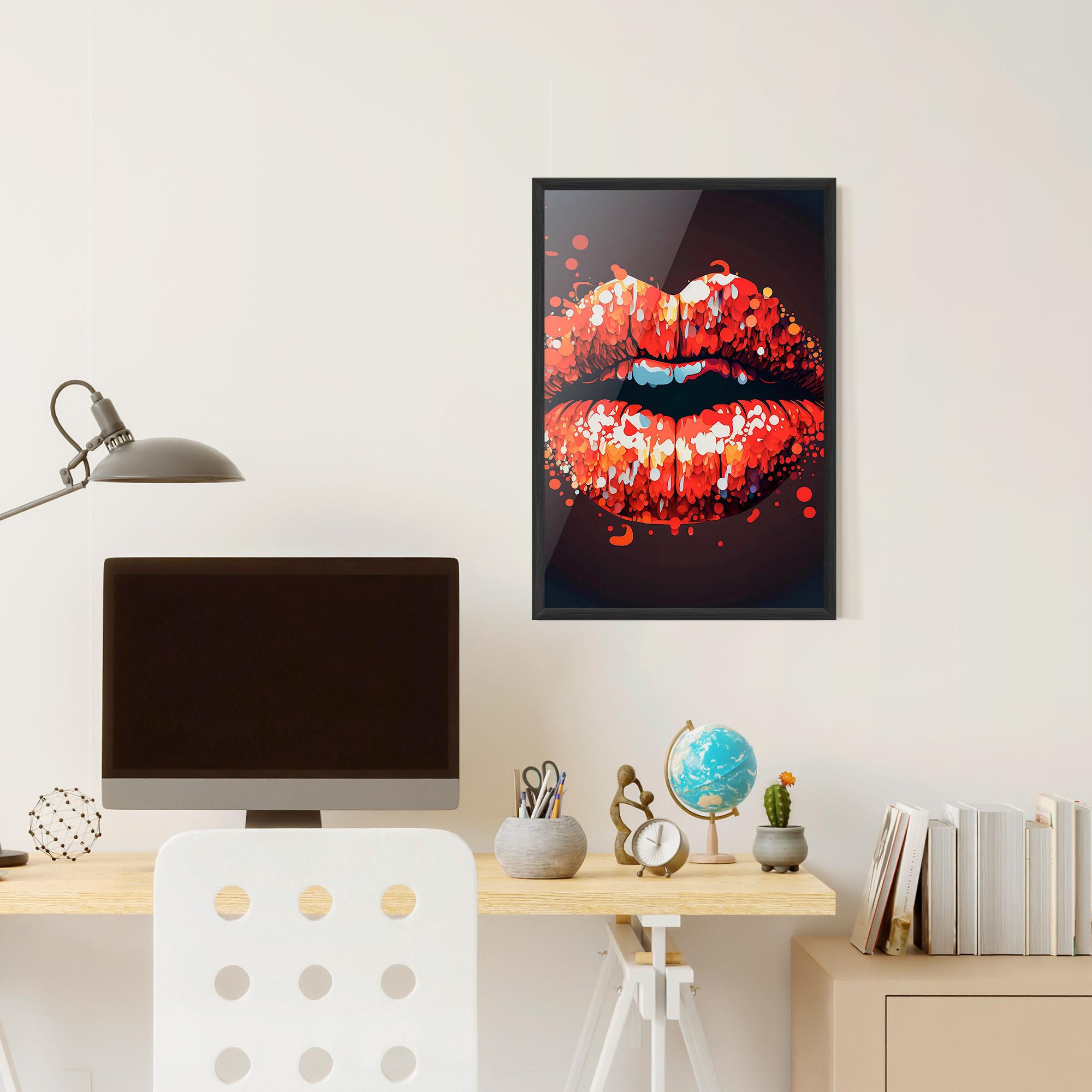 Poster Înrămat Red Lips With Word Lips It mockup 6
