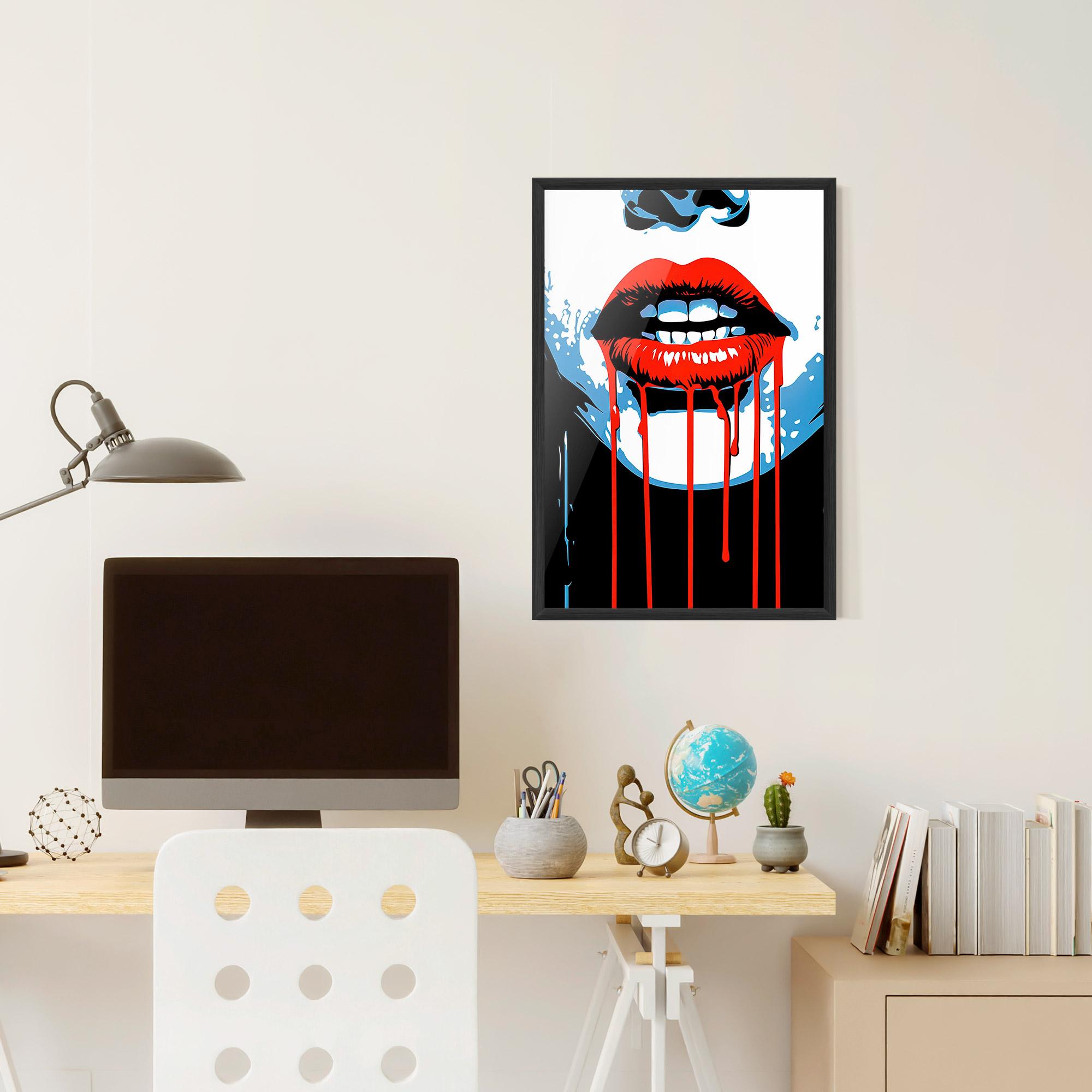 Poster Înrămat Red Lipstick Flowing mockup 6