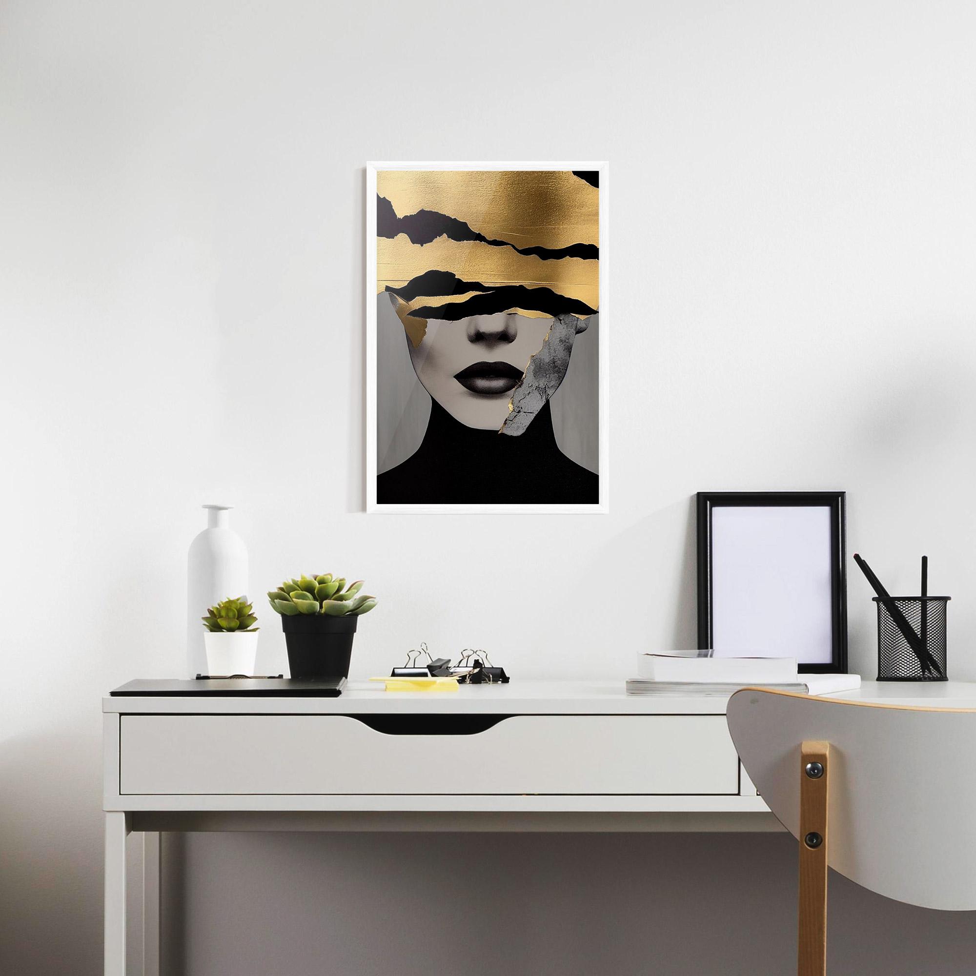 Poster Înrămat Grey Gold Lips mockup 7