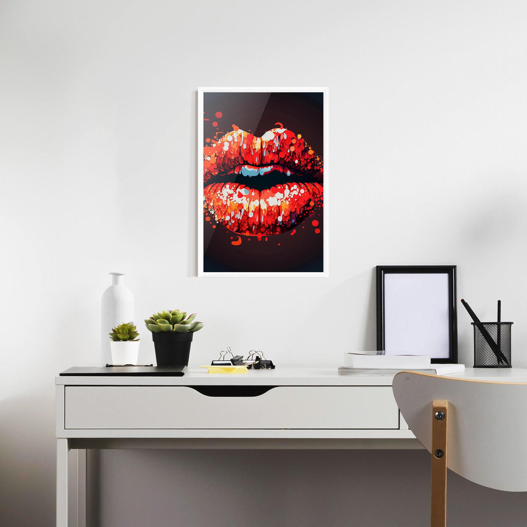Poster Înrămat Red Lips With Word Lips It mockup 7