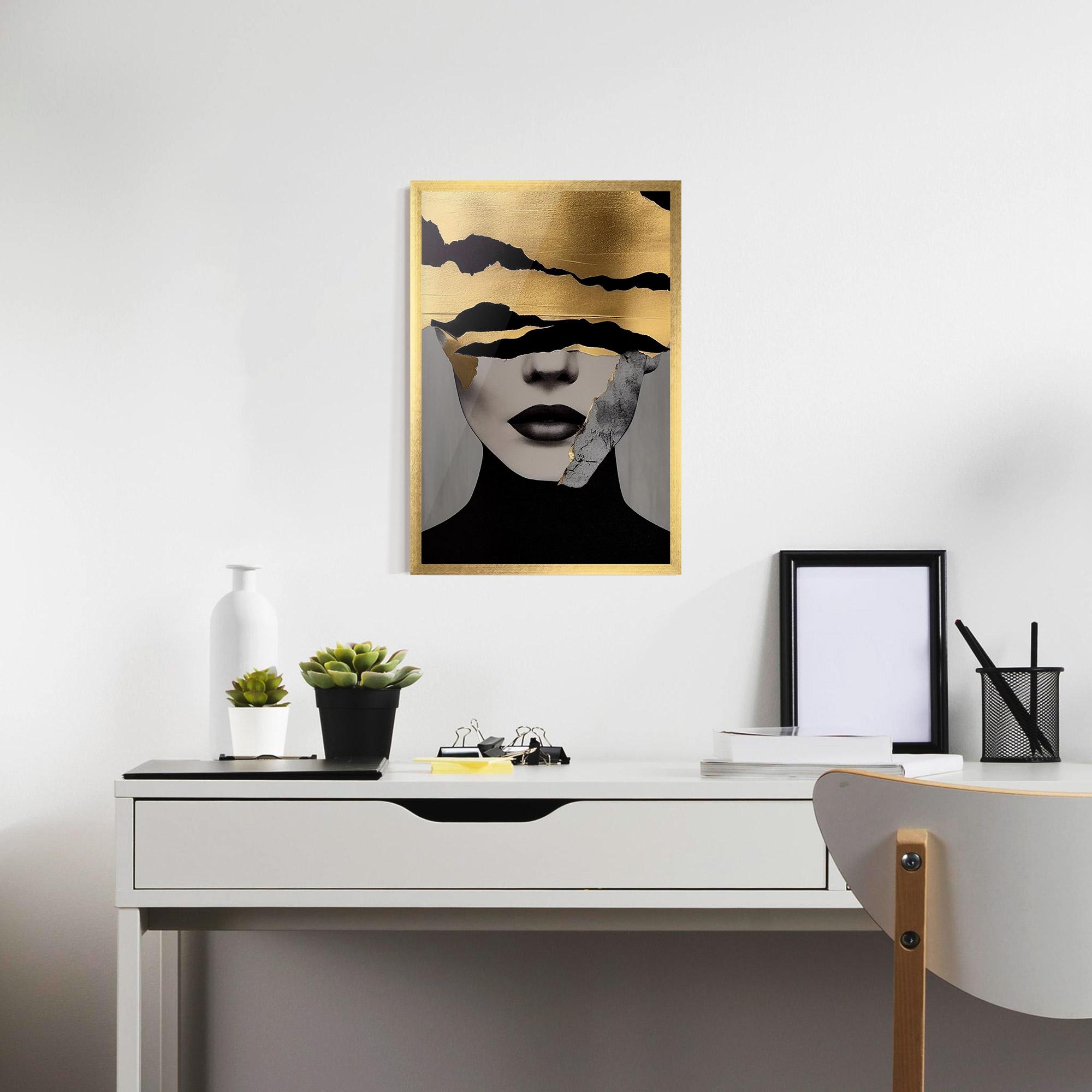Poster Înrămat Grey Gold Lips mockup 7