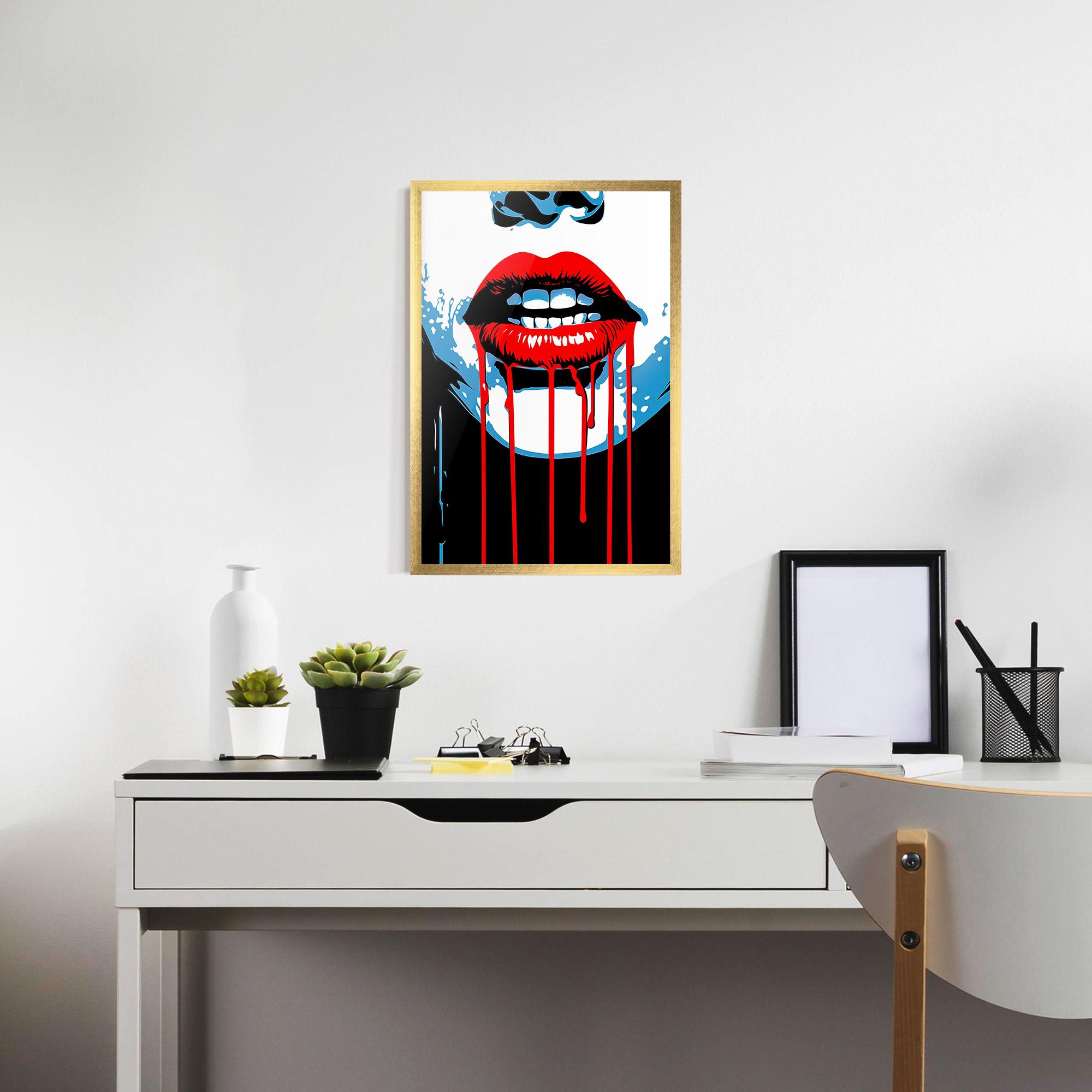 Poster Înrămat Red Lipstick Flowing mockup 7
