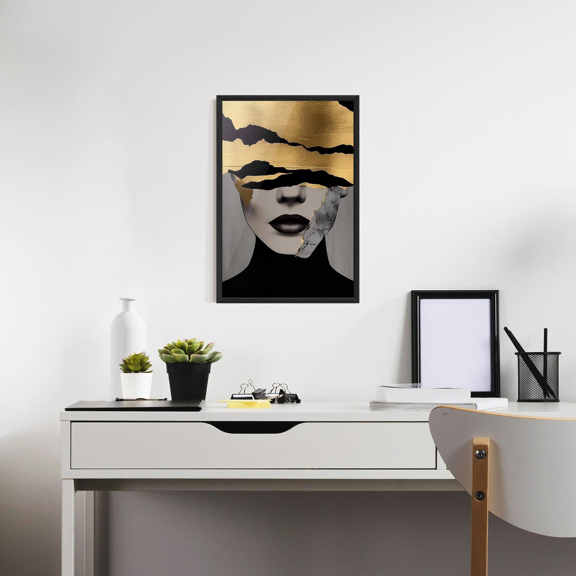 Poster Înrămat Grey Gold Lips mockup 7