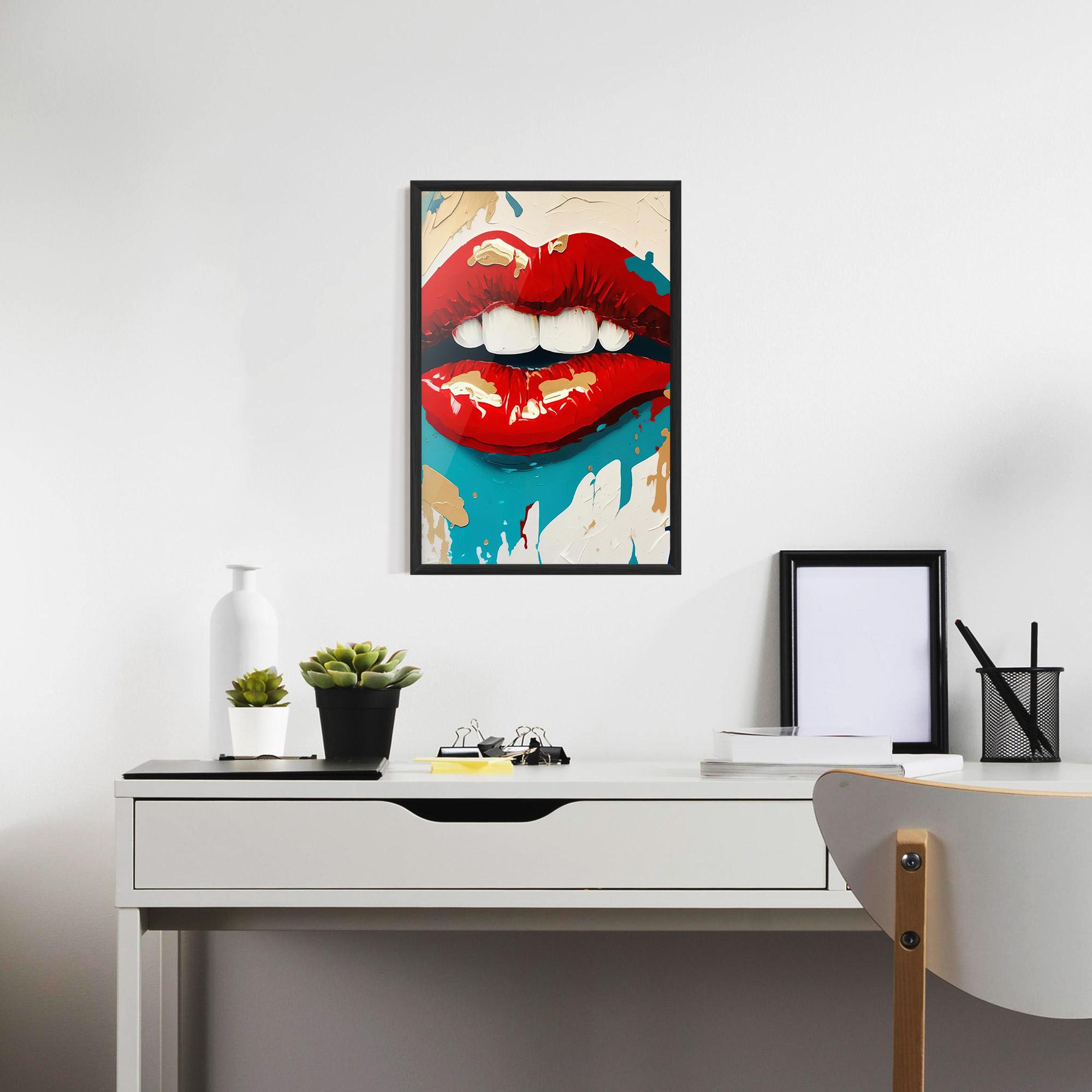 Poster Înrămat Red Gold Lips mockup 7