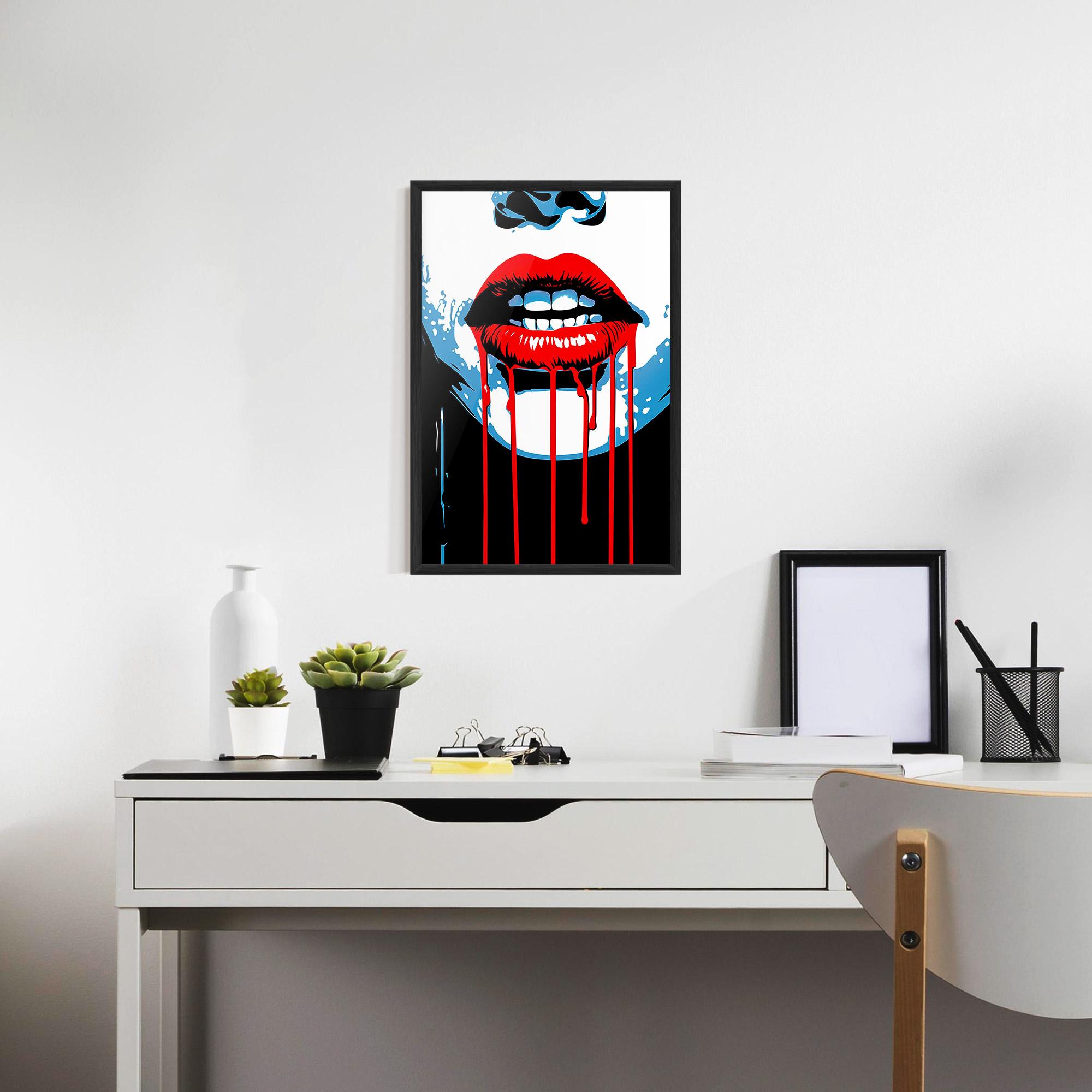 Poster Înrămat Red Lipstick Flowing mockup 7