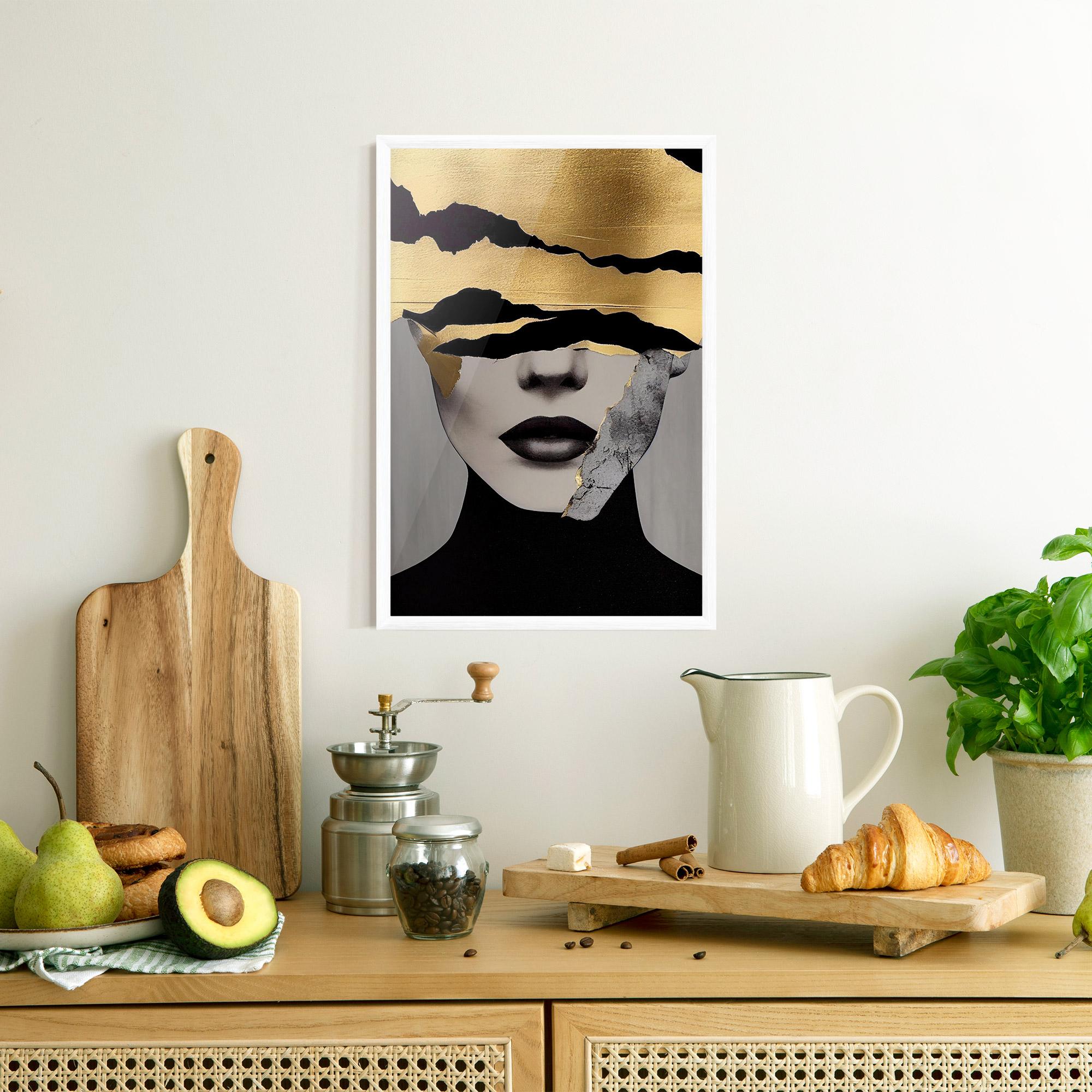 Poster Înrămat Grey Gold Lips mockup 8