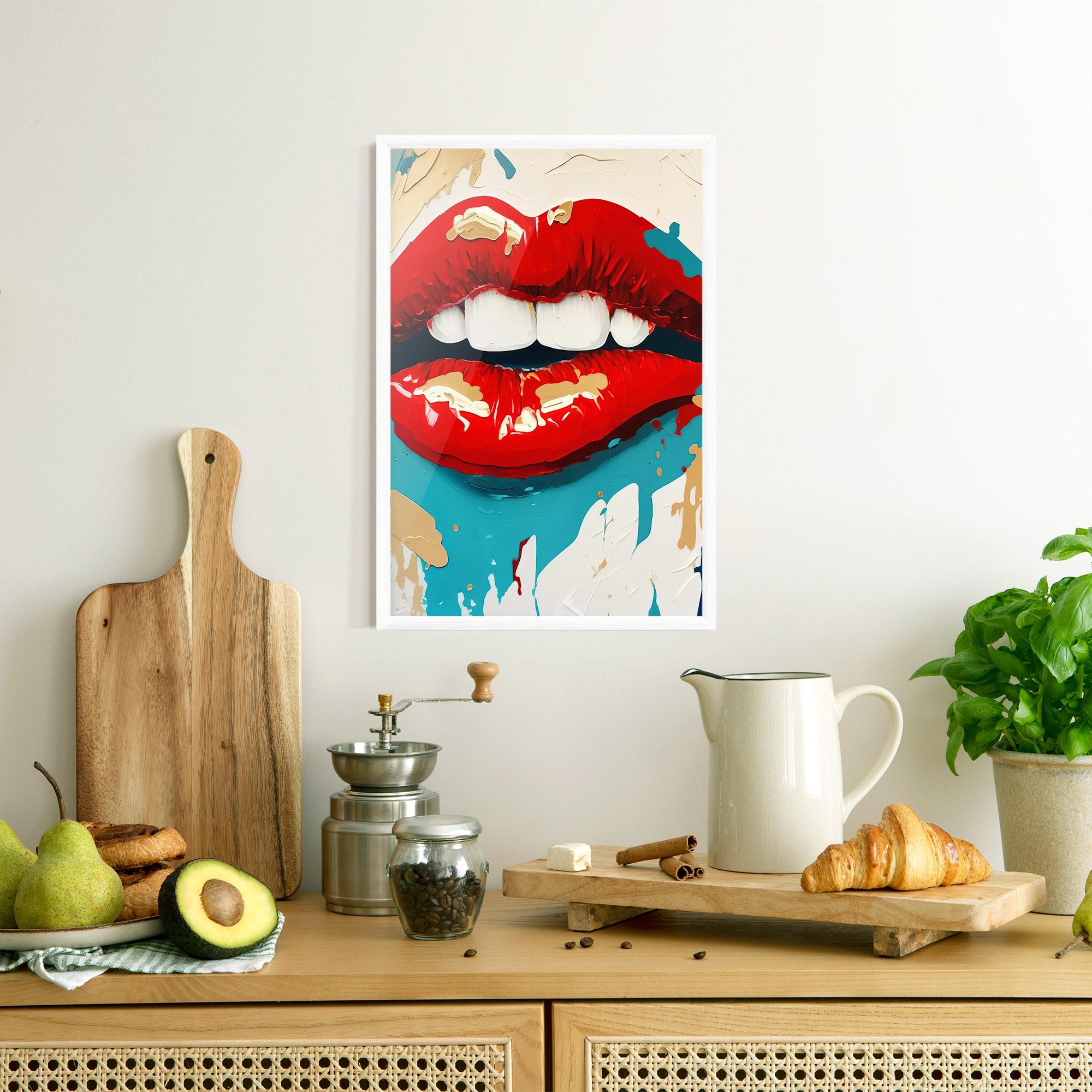 Poster Înrămat Red Gold Lips mockup 8