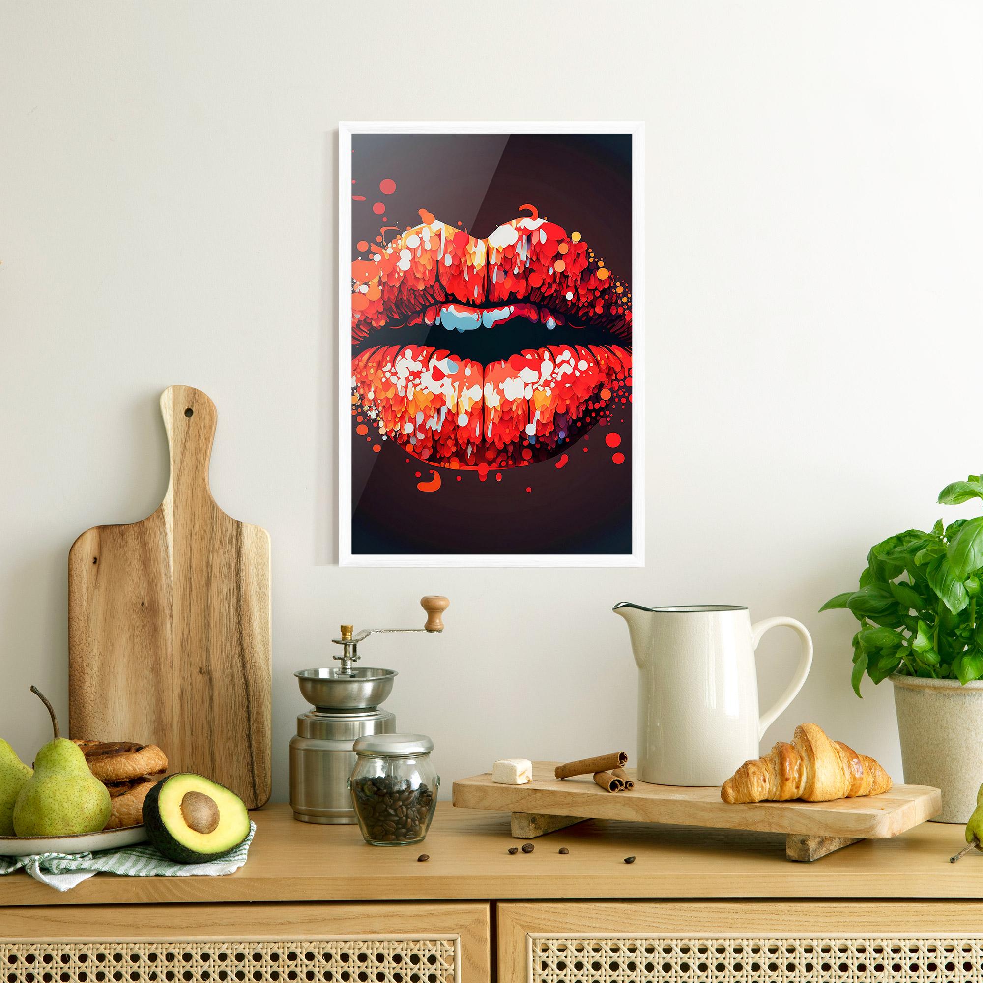 Poster Înrămat Red Lips With Word Lips It mockup 8