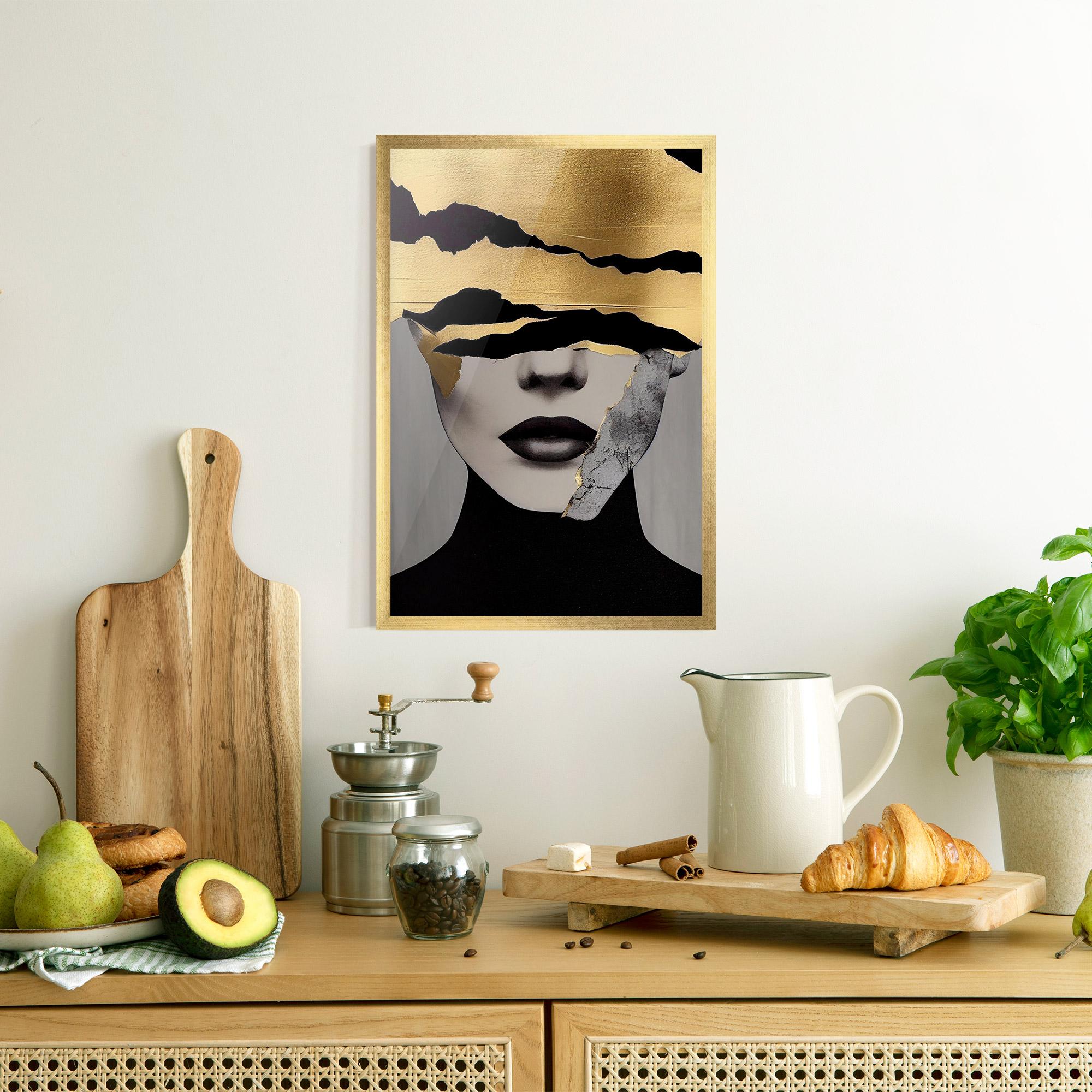 Poster Înrămat Grey Gold Lips mockup 8
