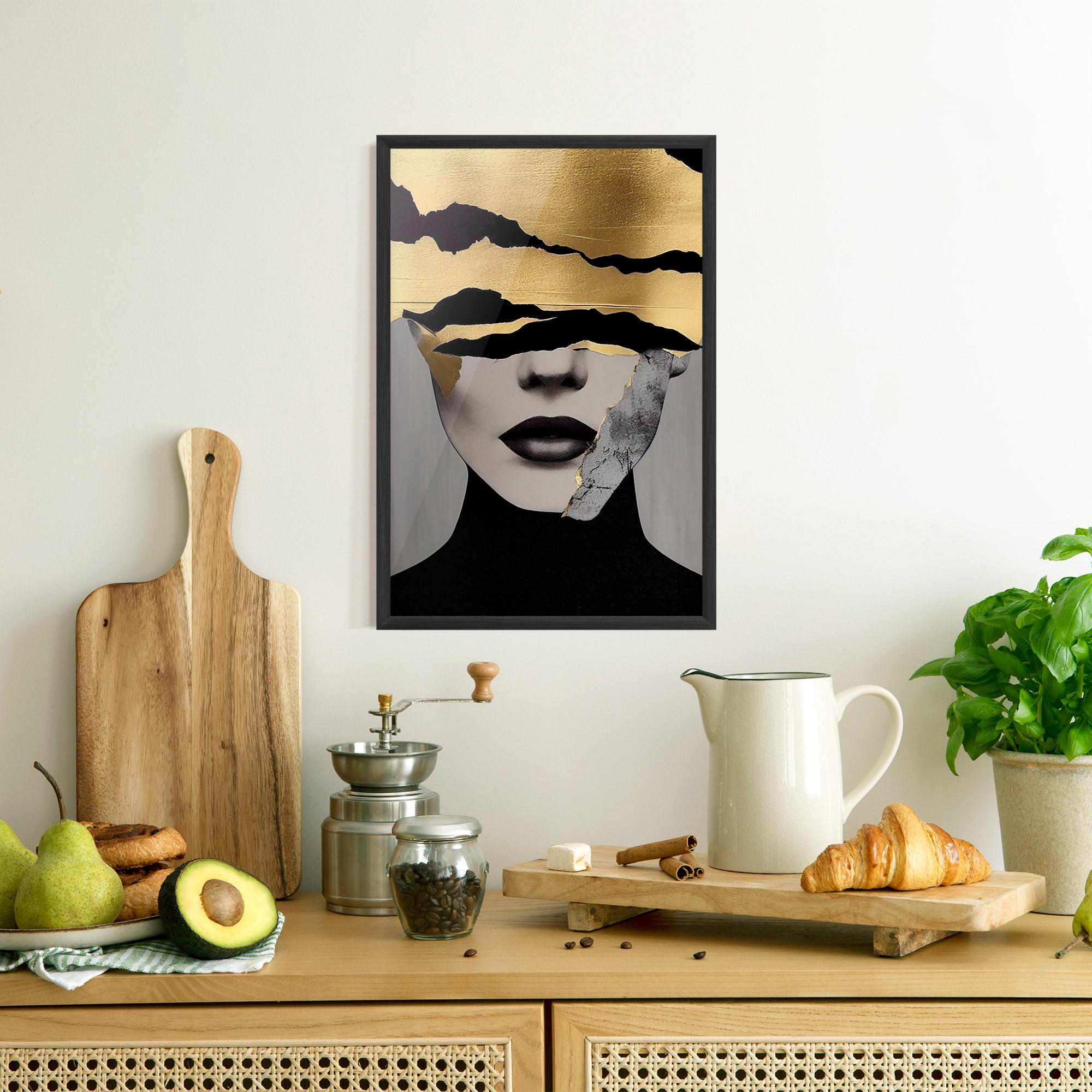 Poster Înrămat Grey Gold Lips mockup 8