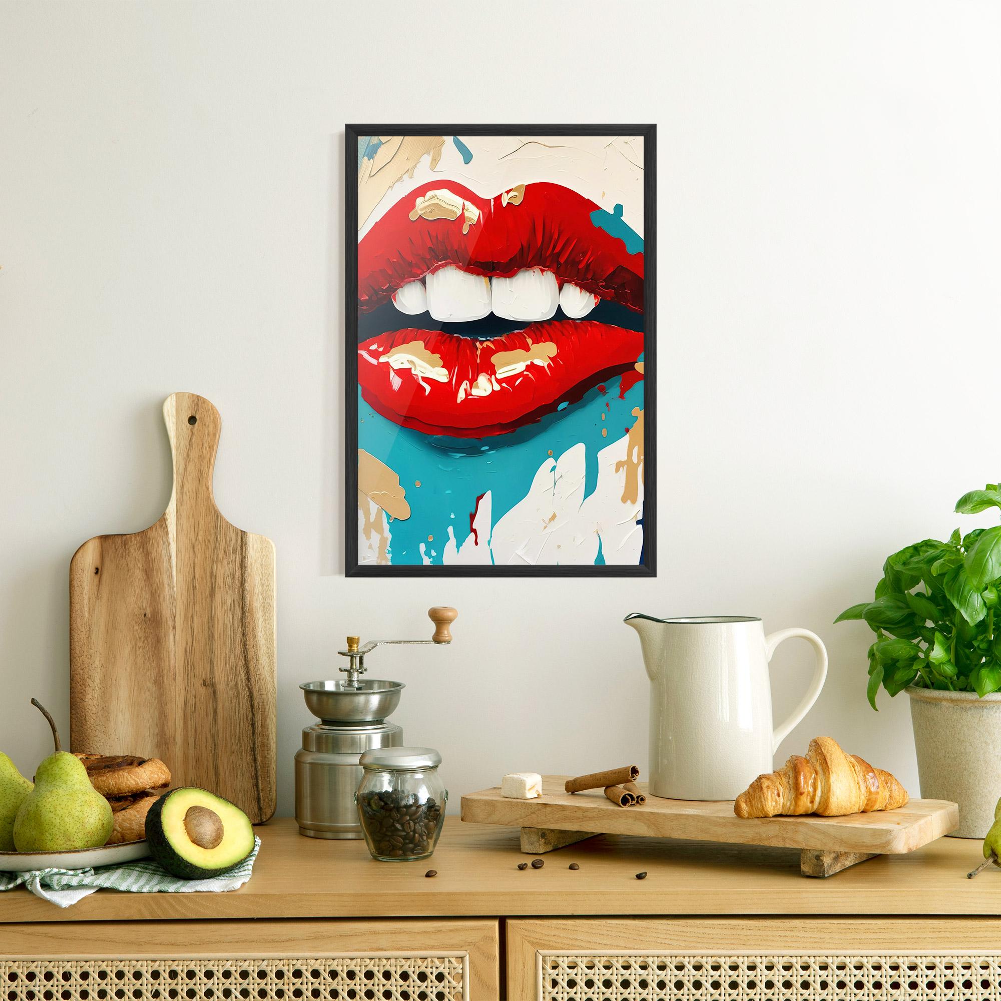 Poster Înrămat Red Gold Lips mockup 8