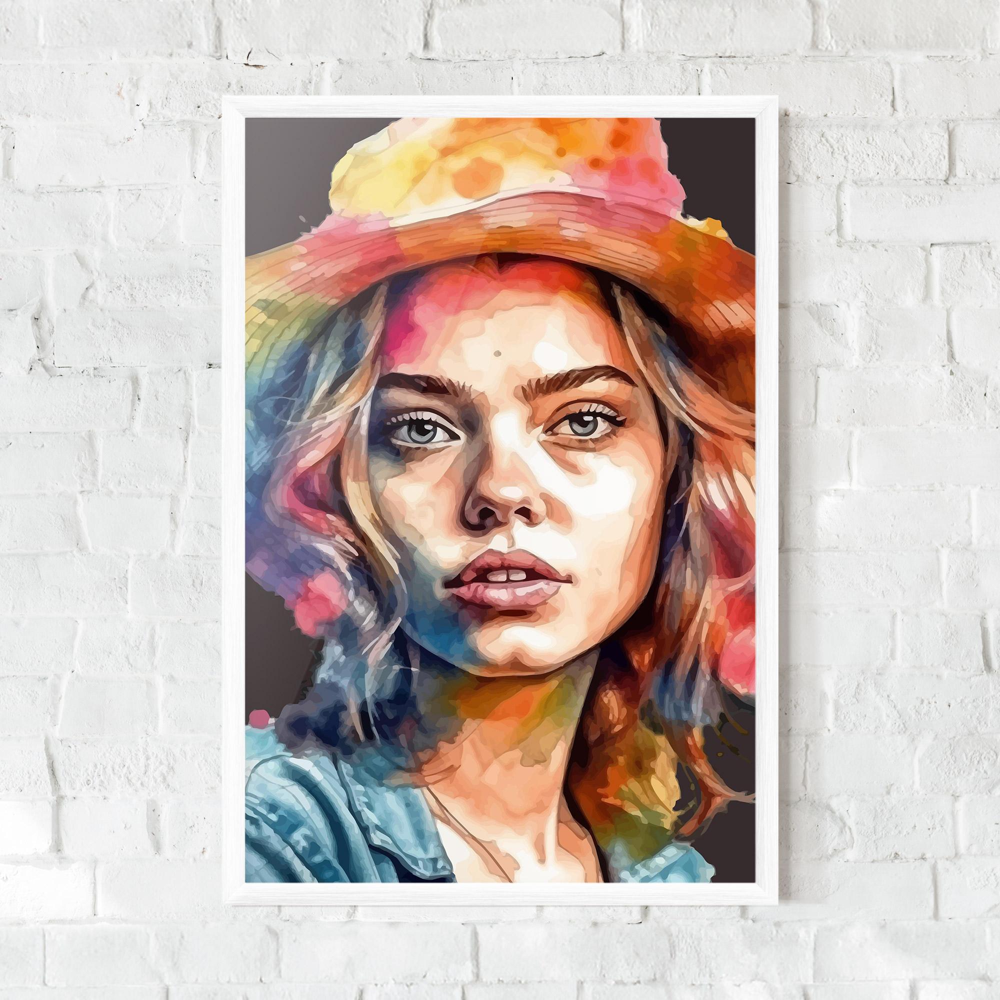 Poster Înrămat Hat Portrait Girl mockup 0