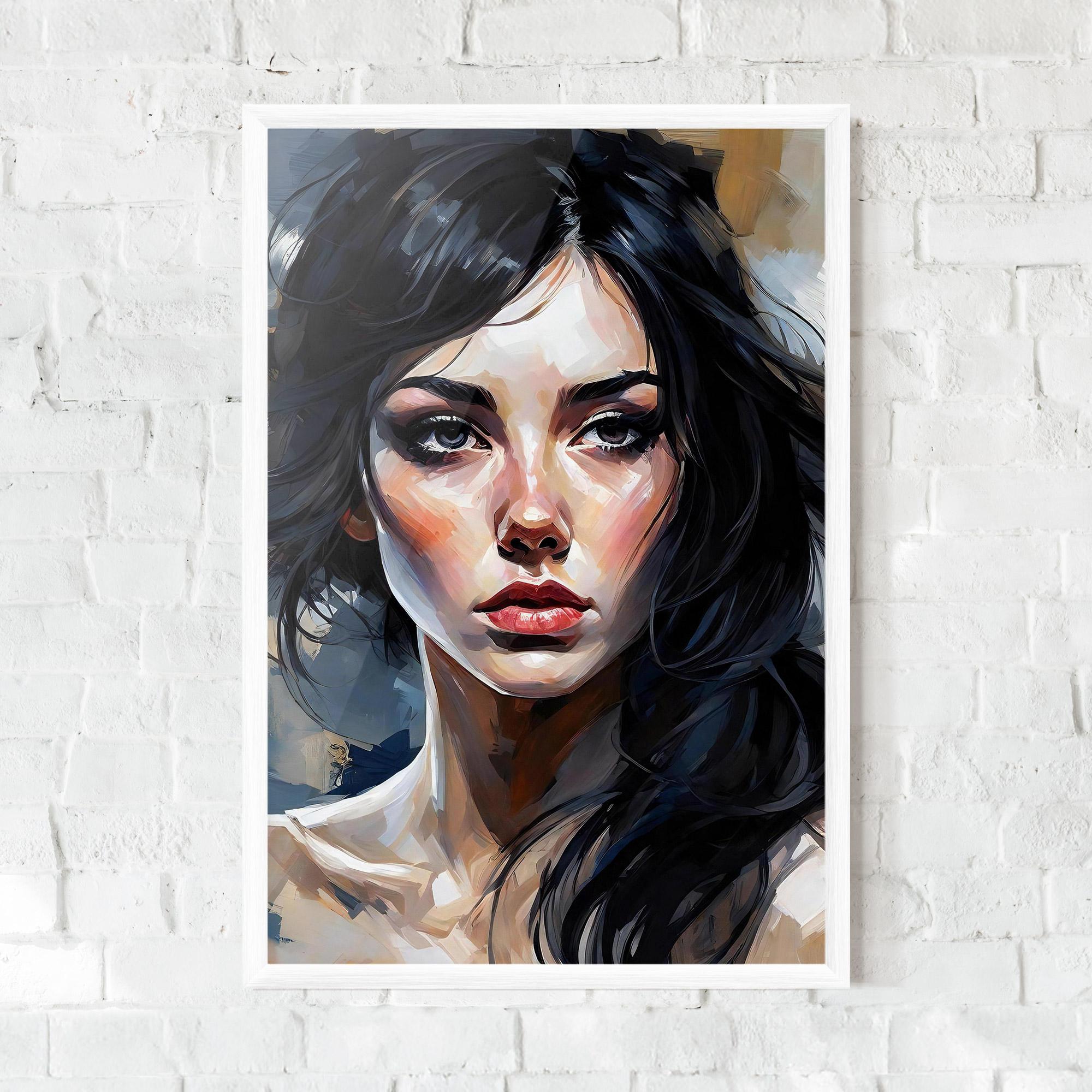 Poster Înrămat Long Black Hair Portrait mockup 0