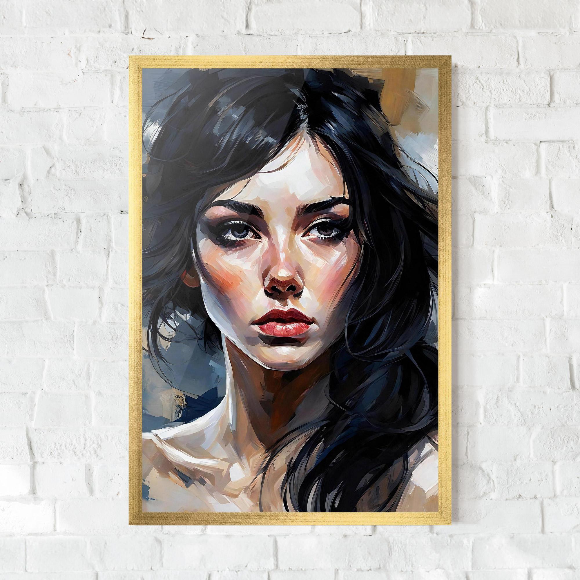 Poster Înrămat Long Black Hair Portrait mockup 0