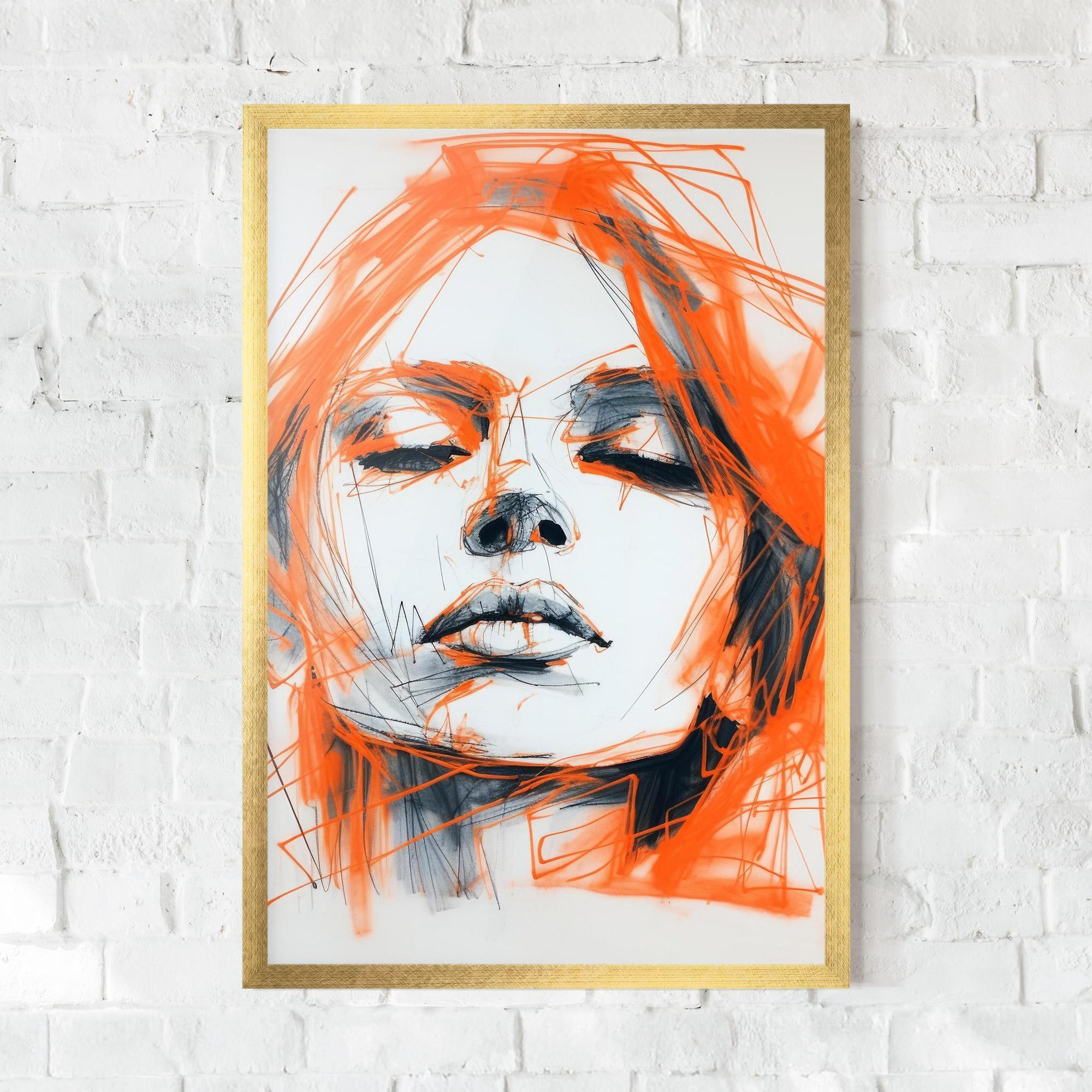 Poster Înrămat Orange Ink Drawing mockup 0