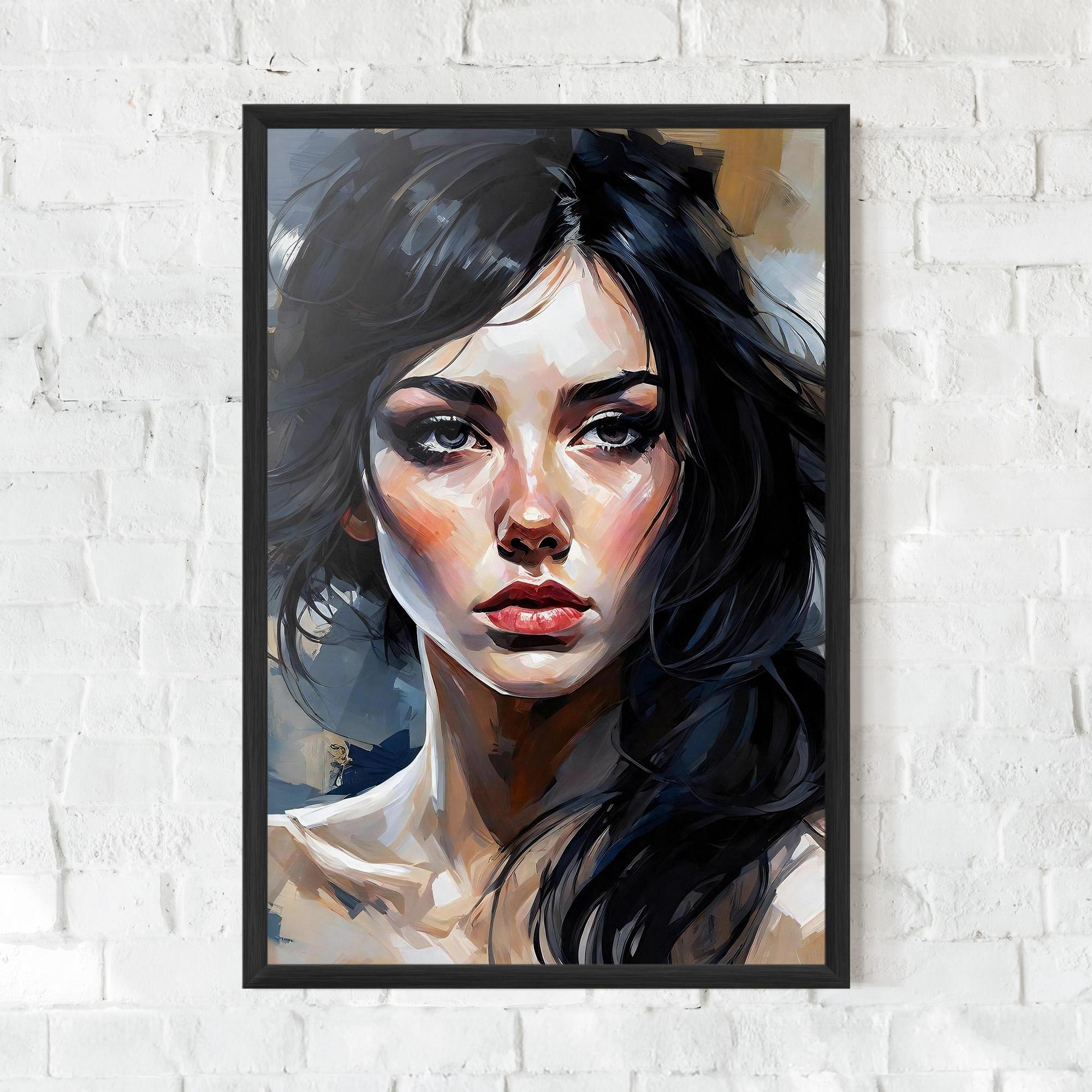 Poster Înrămat Long Black Hair Portrait mockup 0