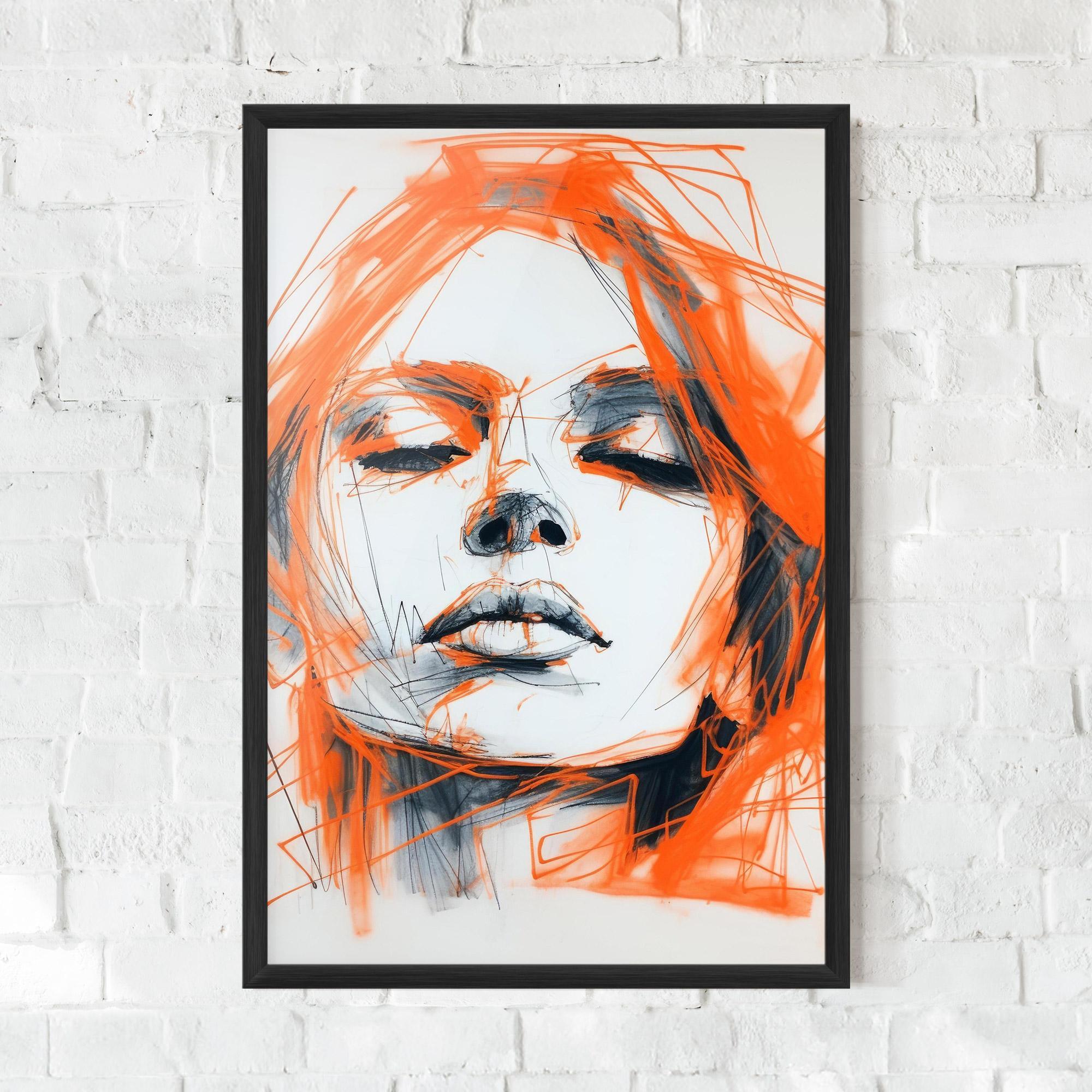Poster Înrămat Orange Ink Drawing mockup 0