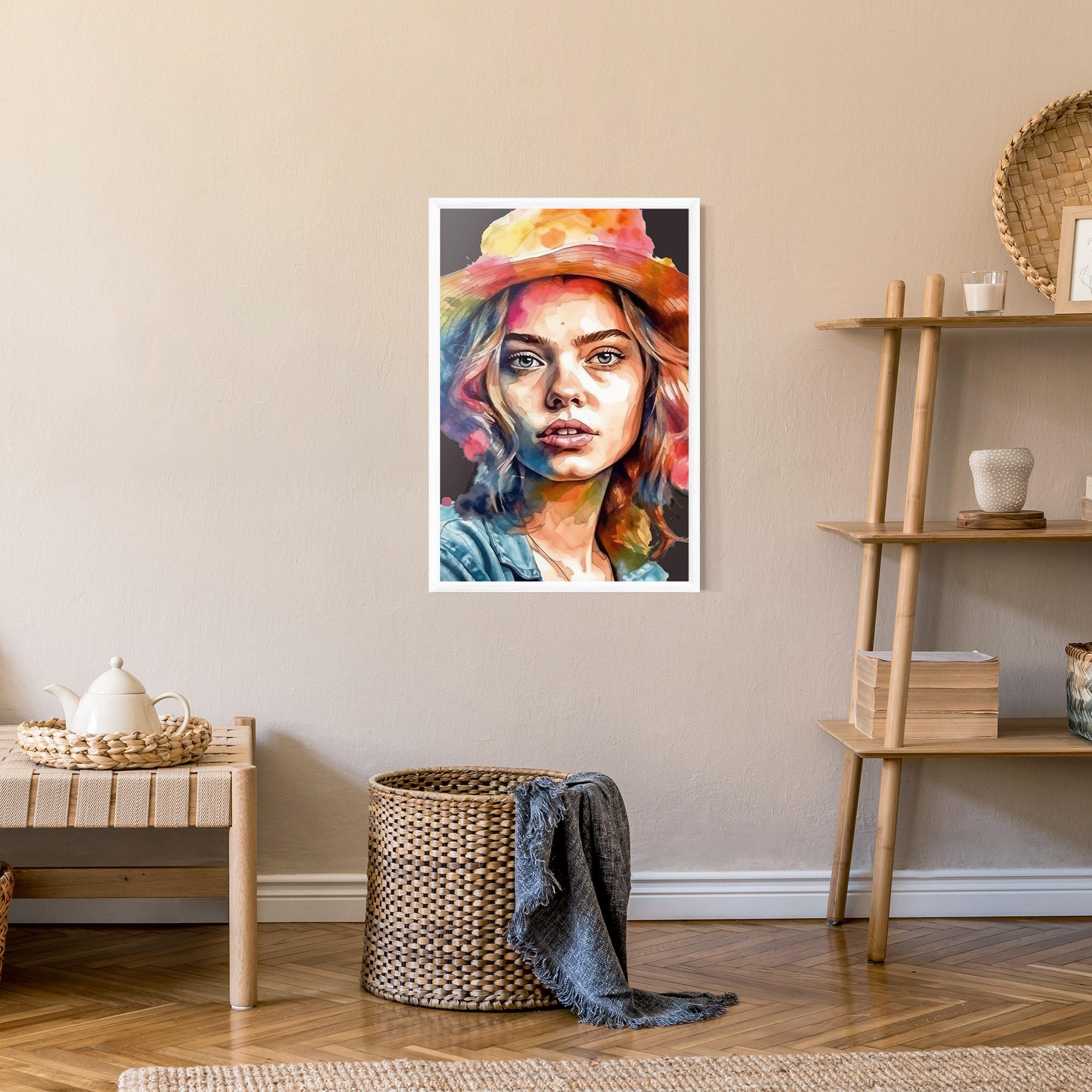 Poster Înrămat Hat Portrait Girl mockup 9