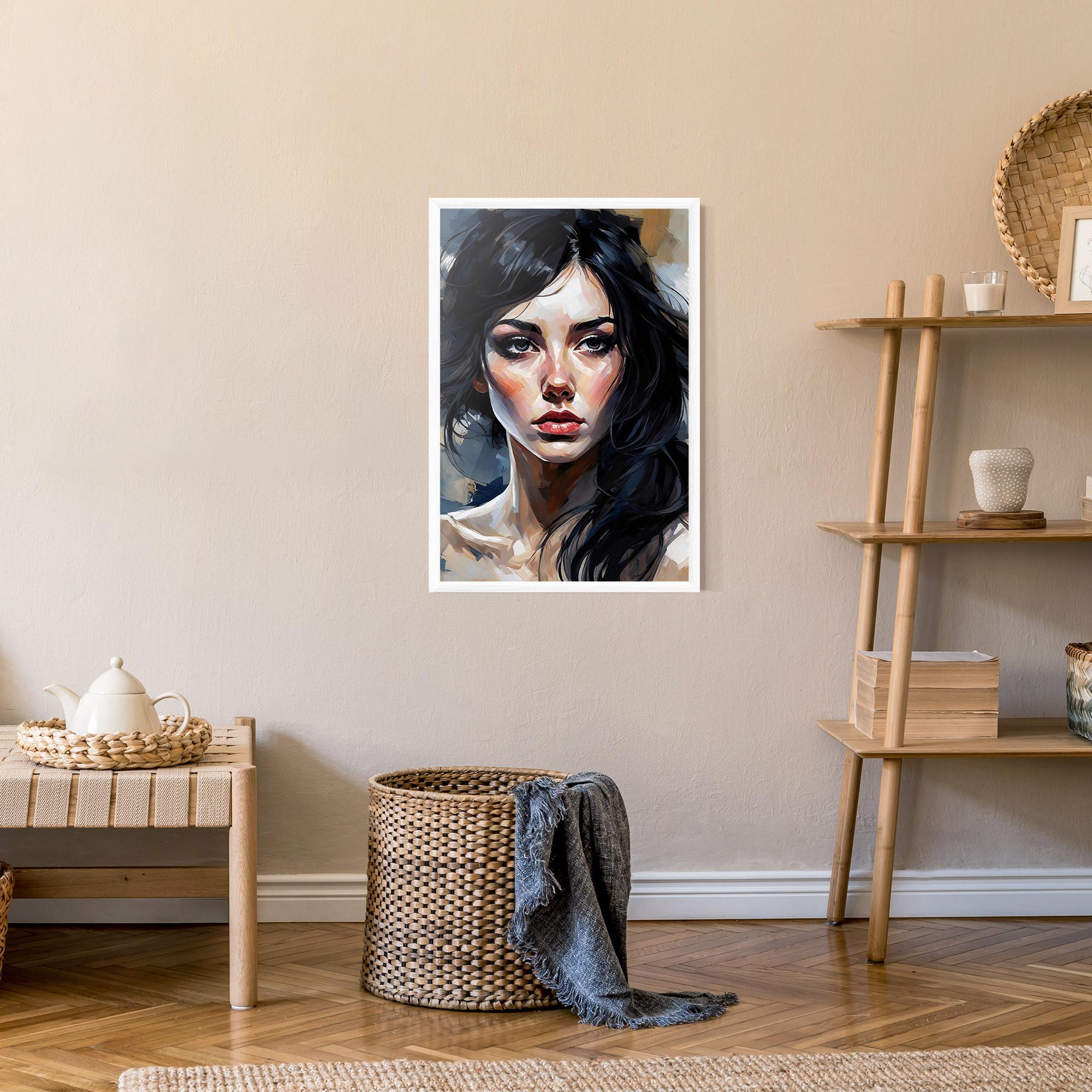 Poster Înrămat Long Black Hair Portrait mockup 9