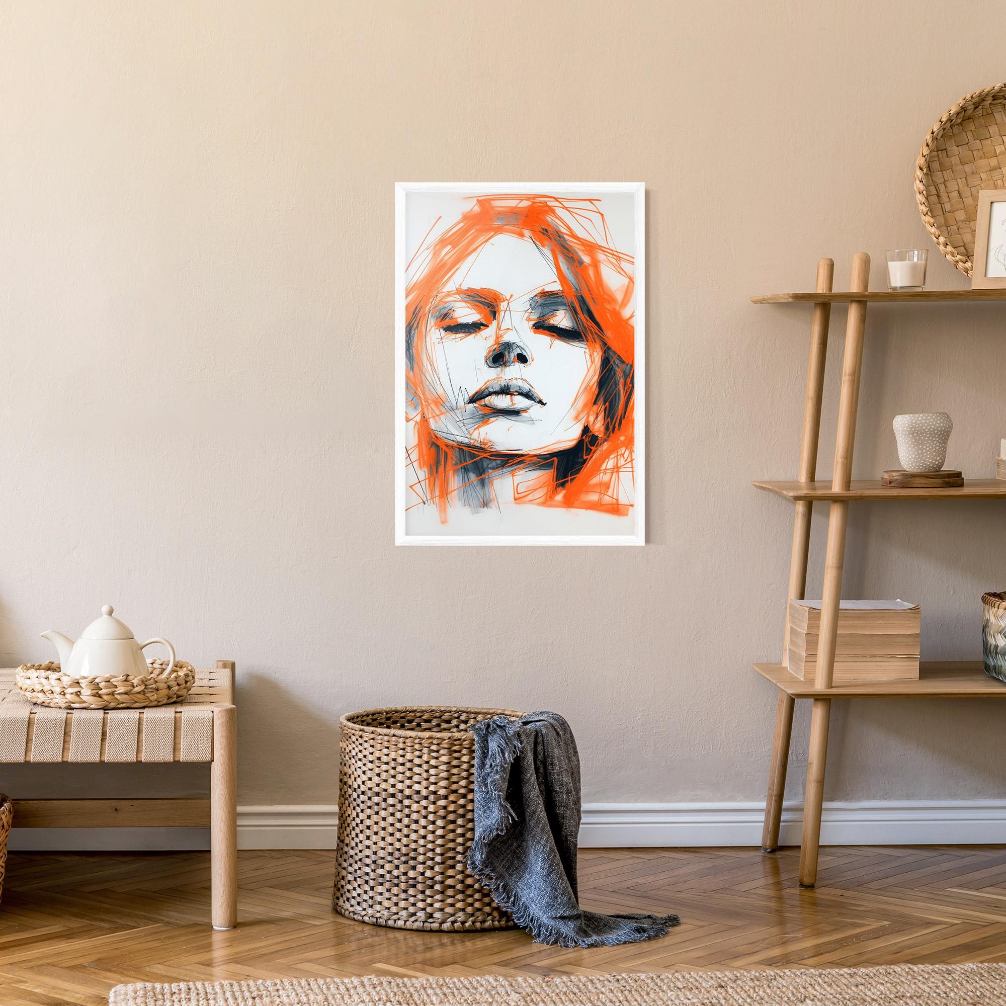 Poster Înrămat Orange Ink Drawing mockup 9