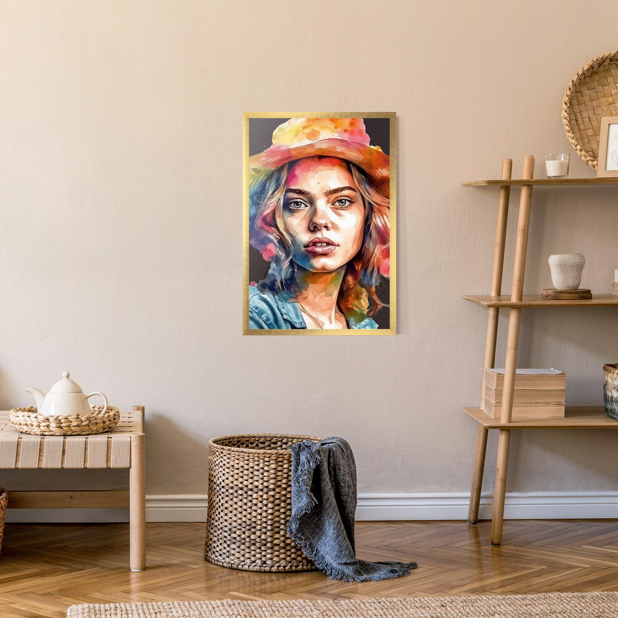 Poster Înrămat Hat Portrait Girl mockup 9