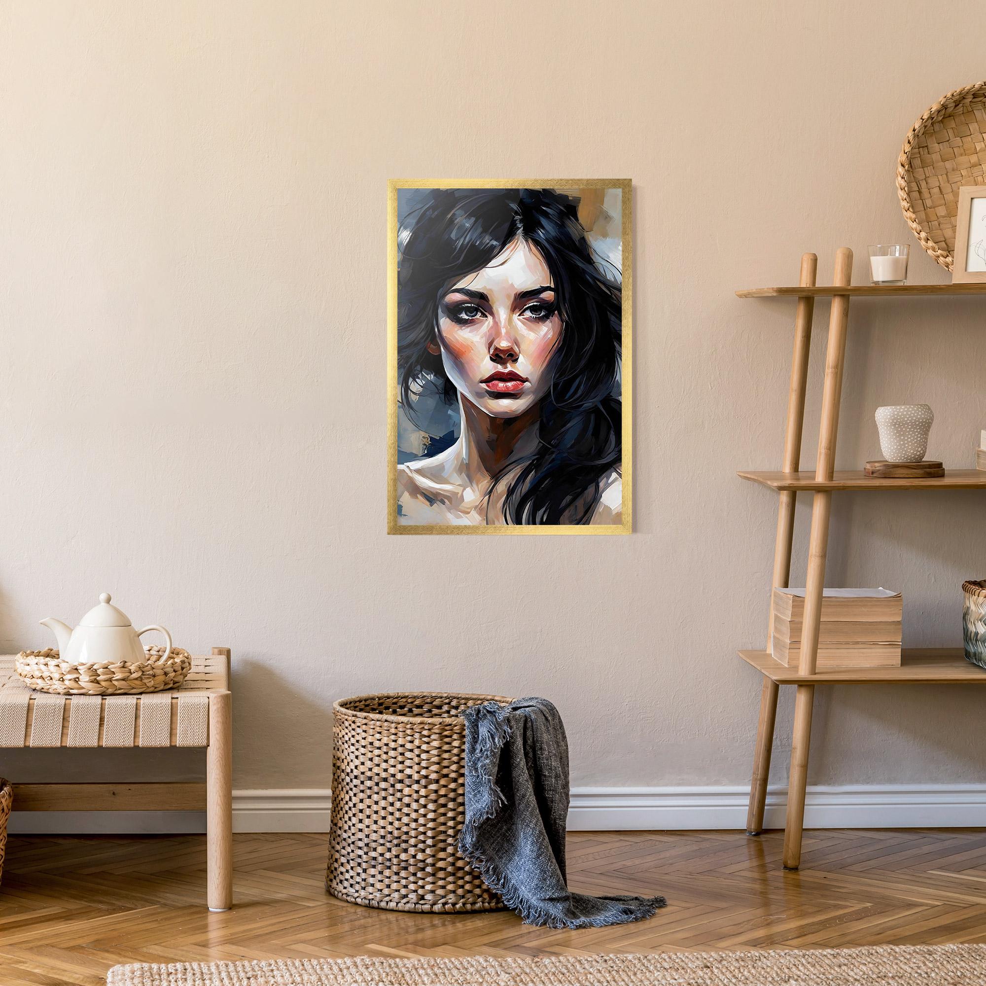 Poster Înrămat Long Black Hair Portrait mockup 9