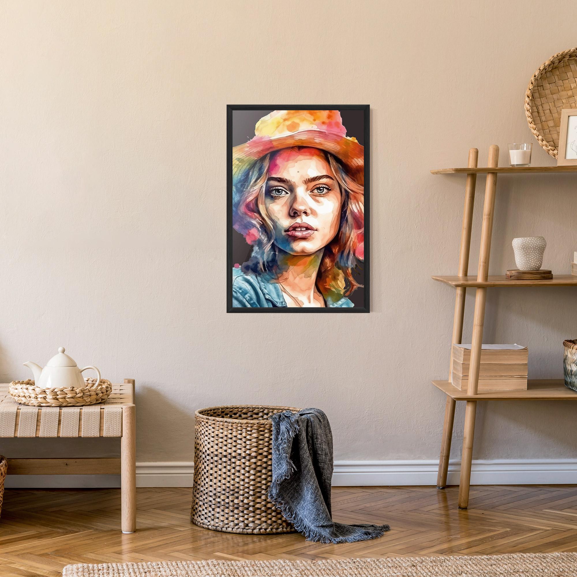 Poster Înrămat Hat Portrait Girl mockup 9