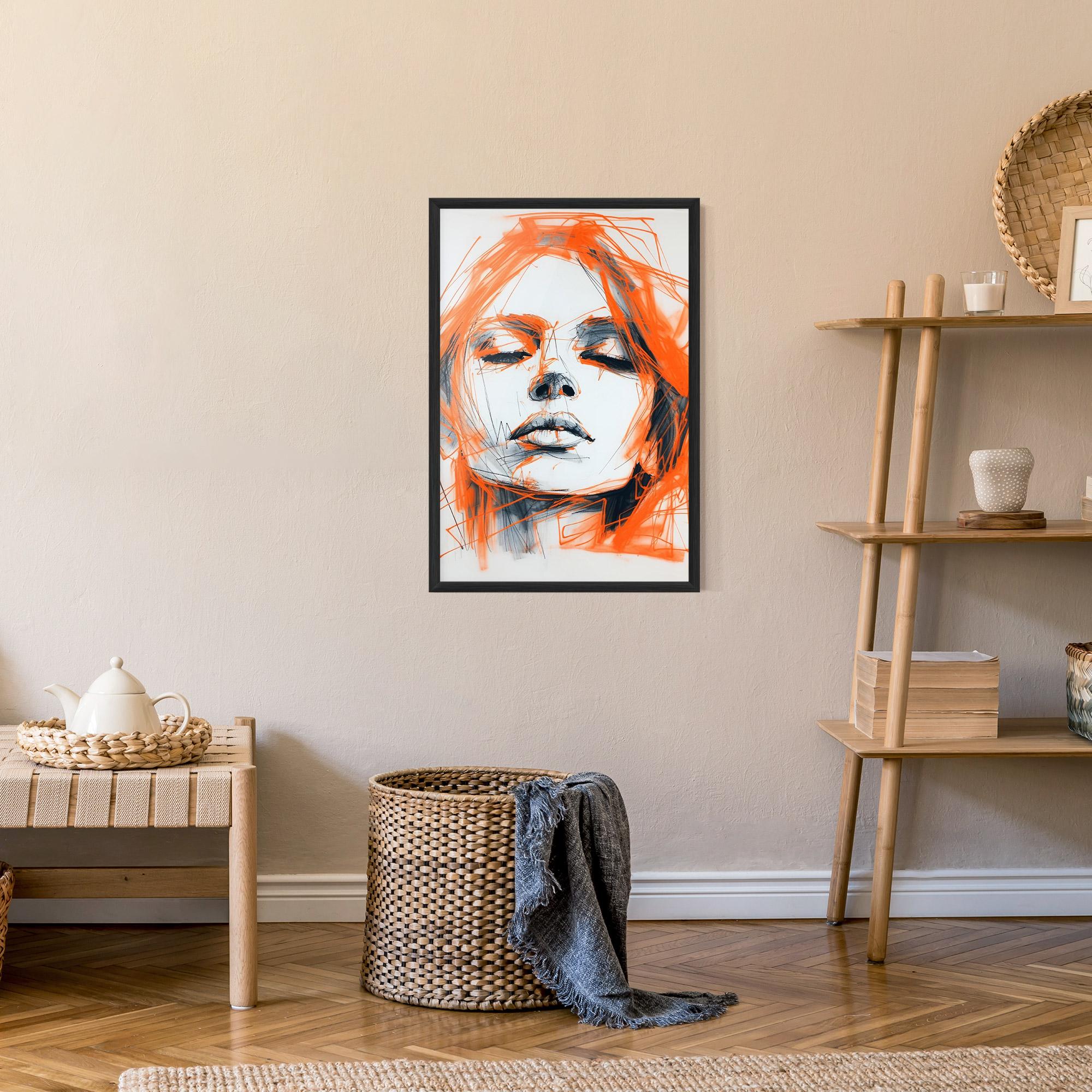 Poster Înrămat Orange Ink Drawing mockup 9