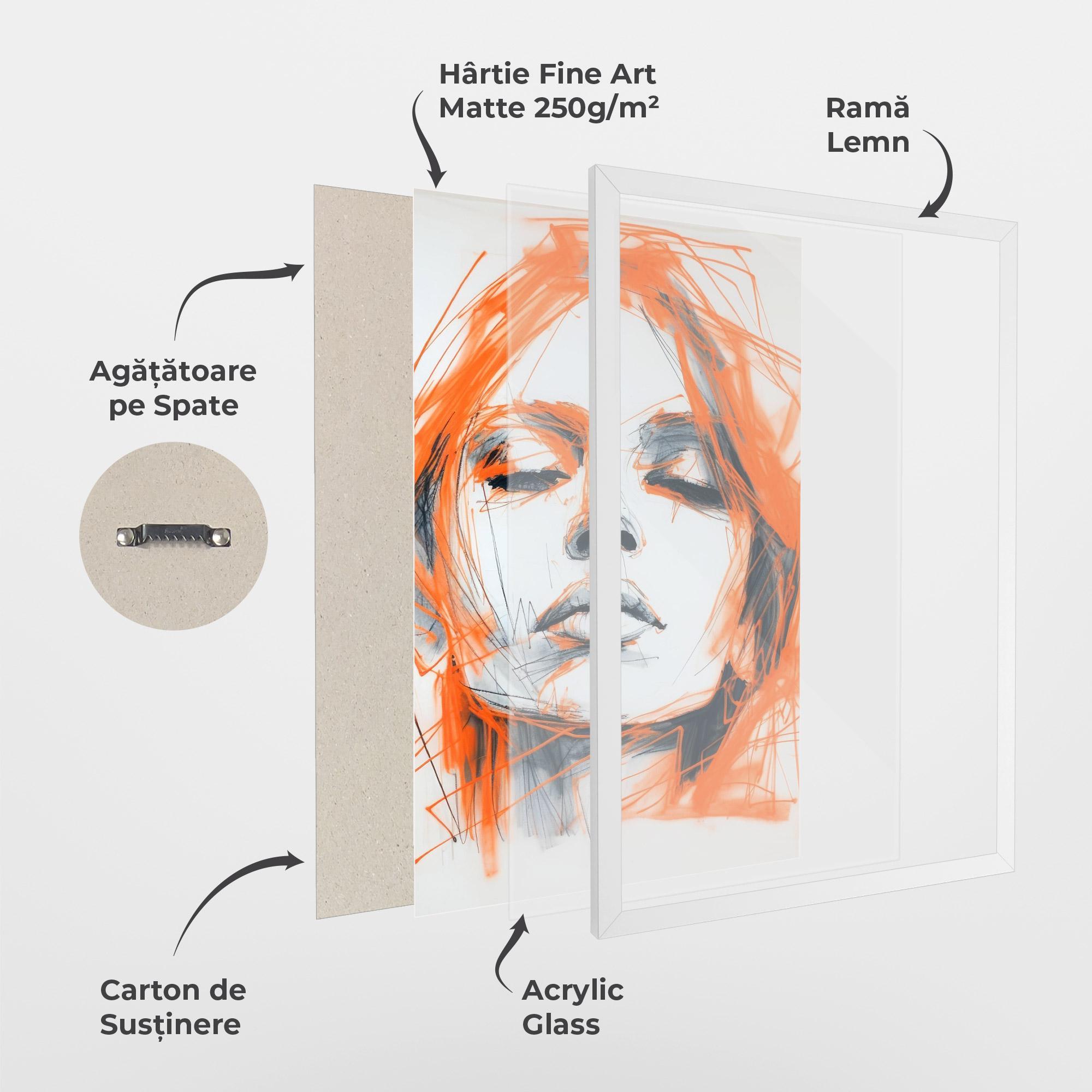 Poster Înrămat Orange Ink Drawing mockup 1