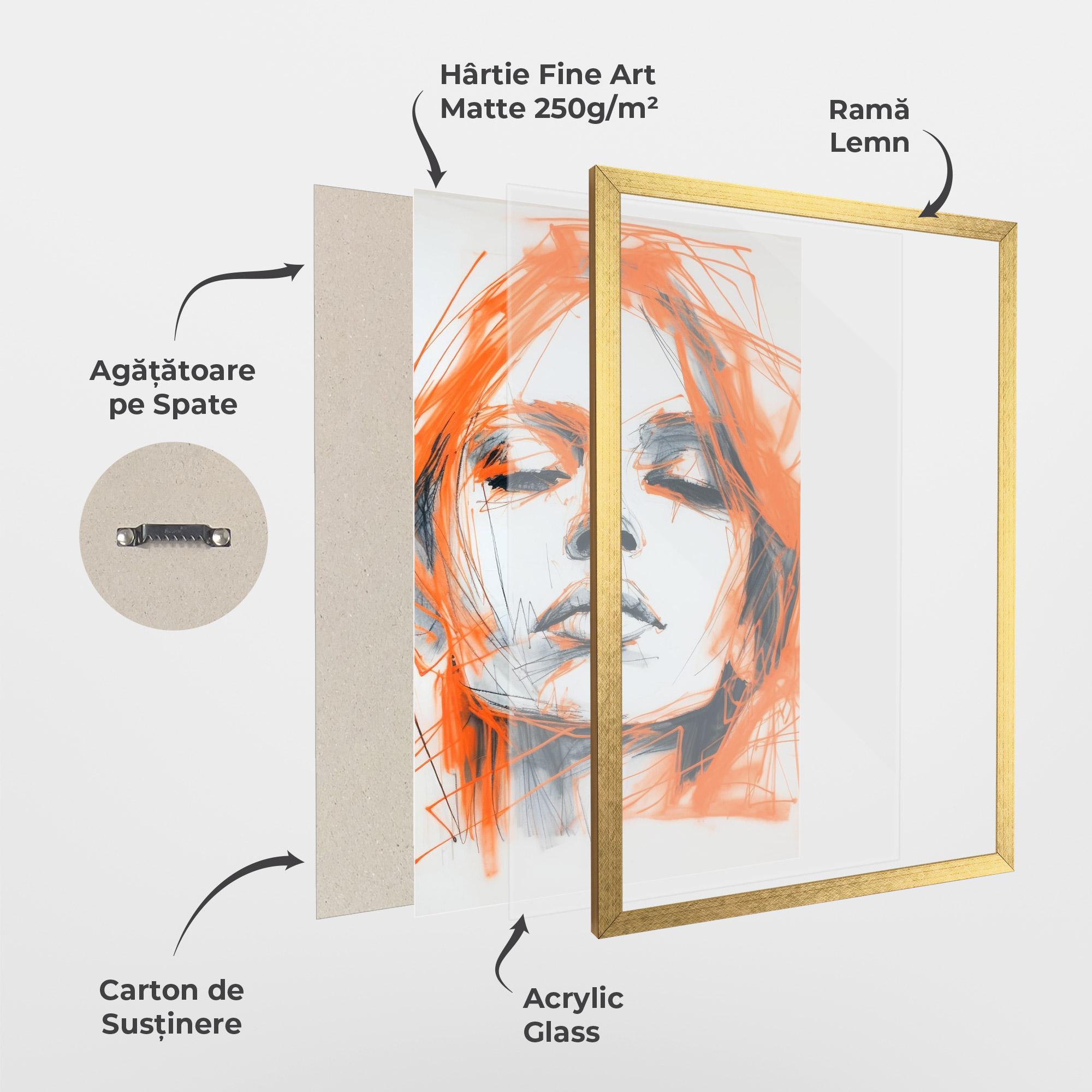 Poster Înrămat Orange Ink Drawing mockup 1